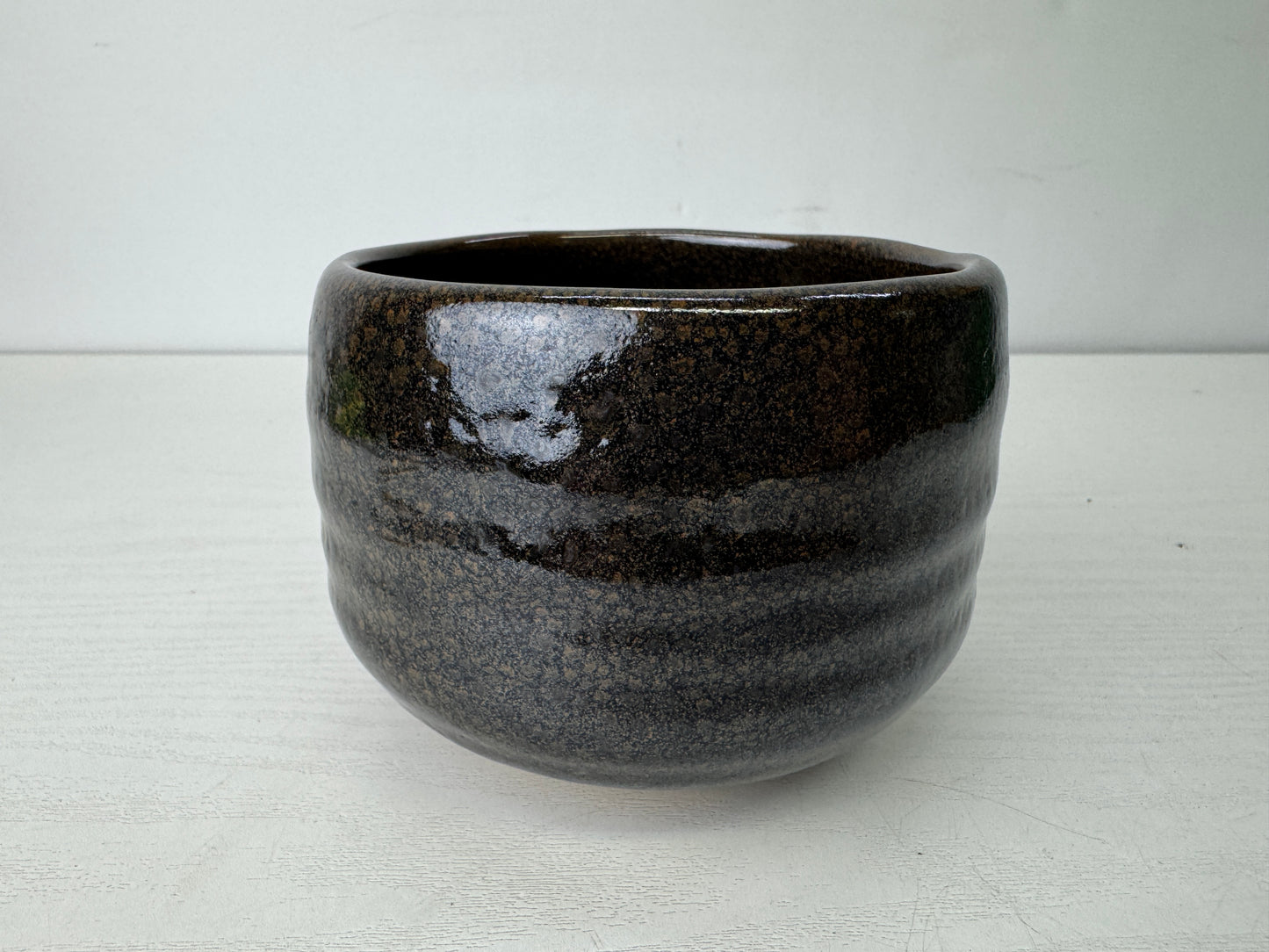 Y9732 CHAWAN Seto-ware black bowl signed box Japan antique tea ceremony pottery
