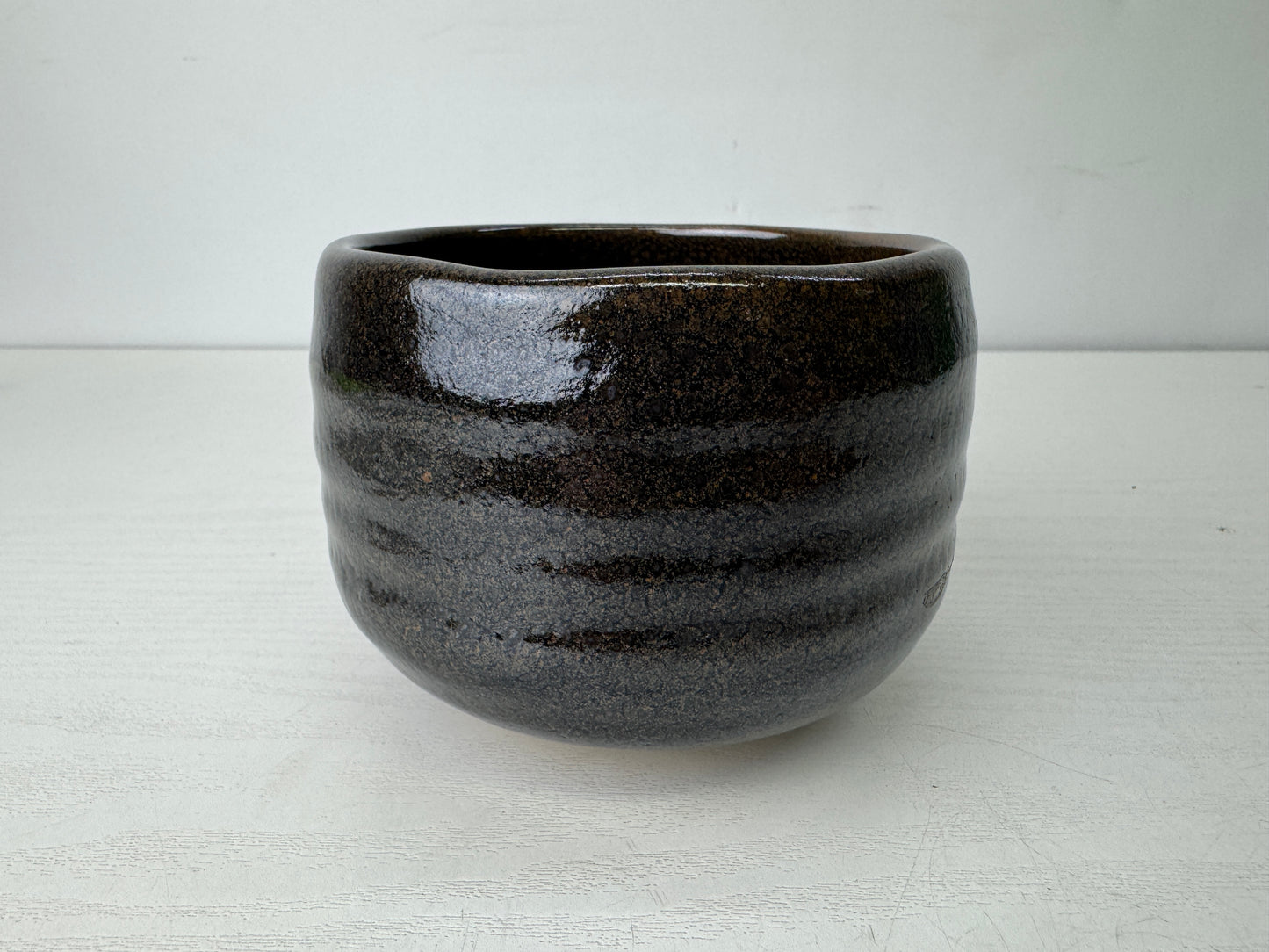 Y9732 CHAWAN Seto-ware black bowl signed box Japan antique tea ceremony pottery