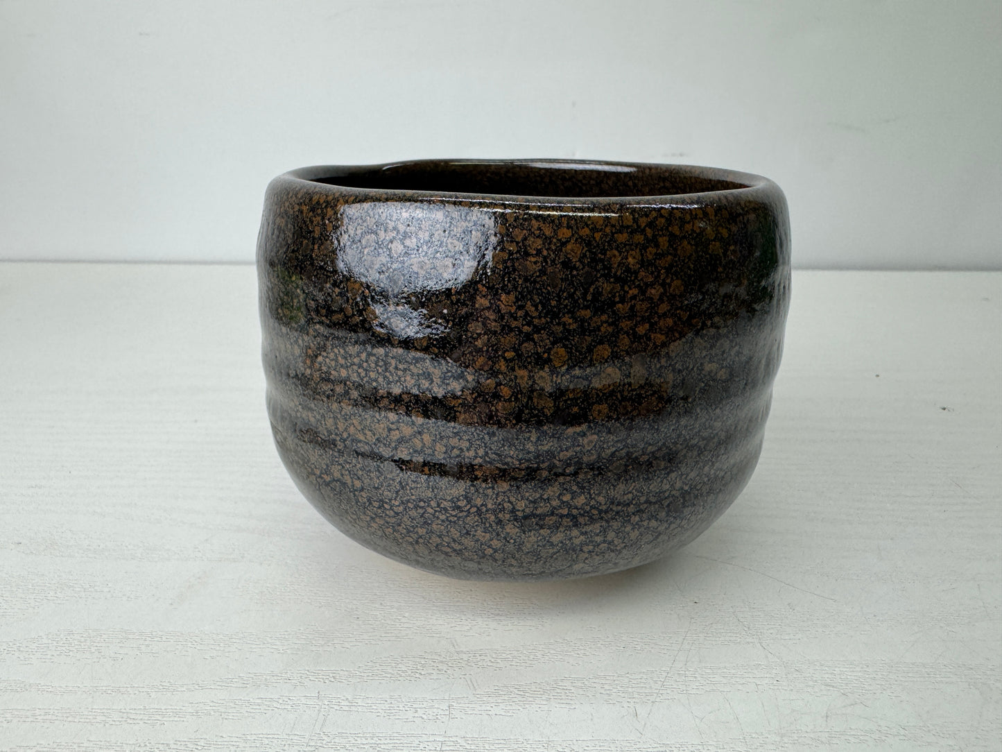 Y9732 CHAWAN Seto-ware black bowl signed box Japan antique tea ceremony pottery