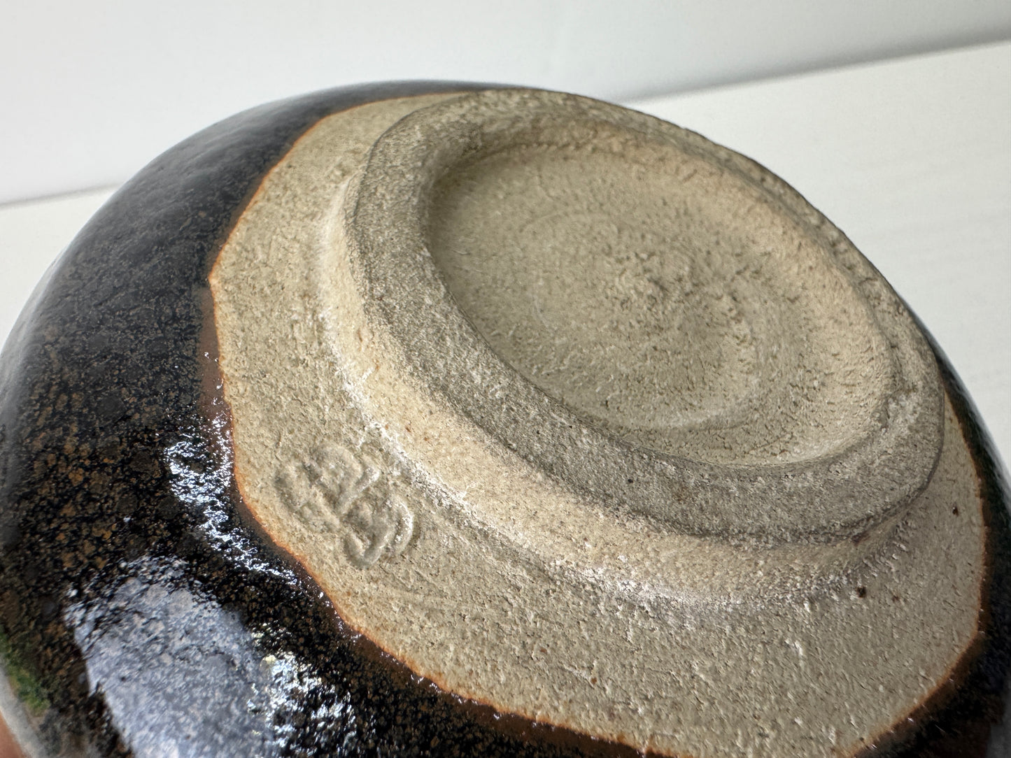 Y9732 CHAWAN Seto-ware black bowl signed box Japan antique tea ceremony pottery