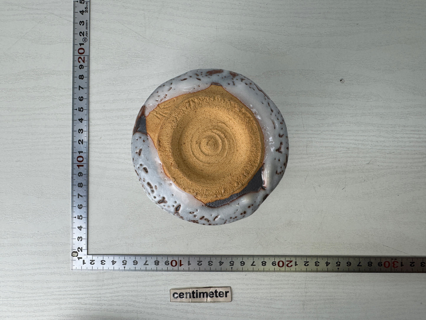 Y9733 CHAWAN Shino-ware bowl signed box Japan antique tea ceremony pottery cup