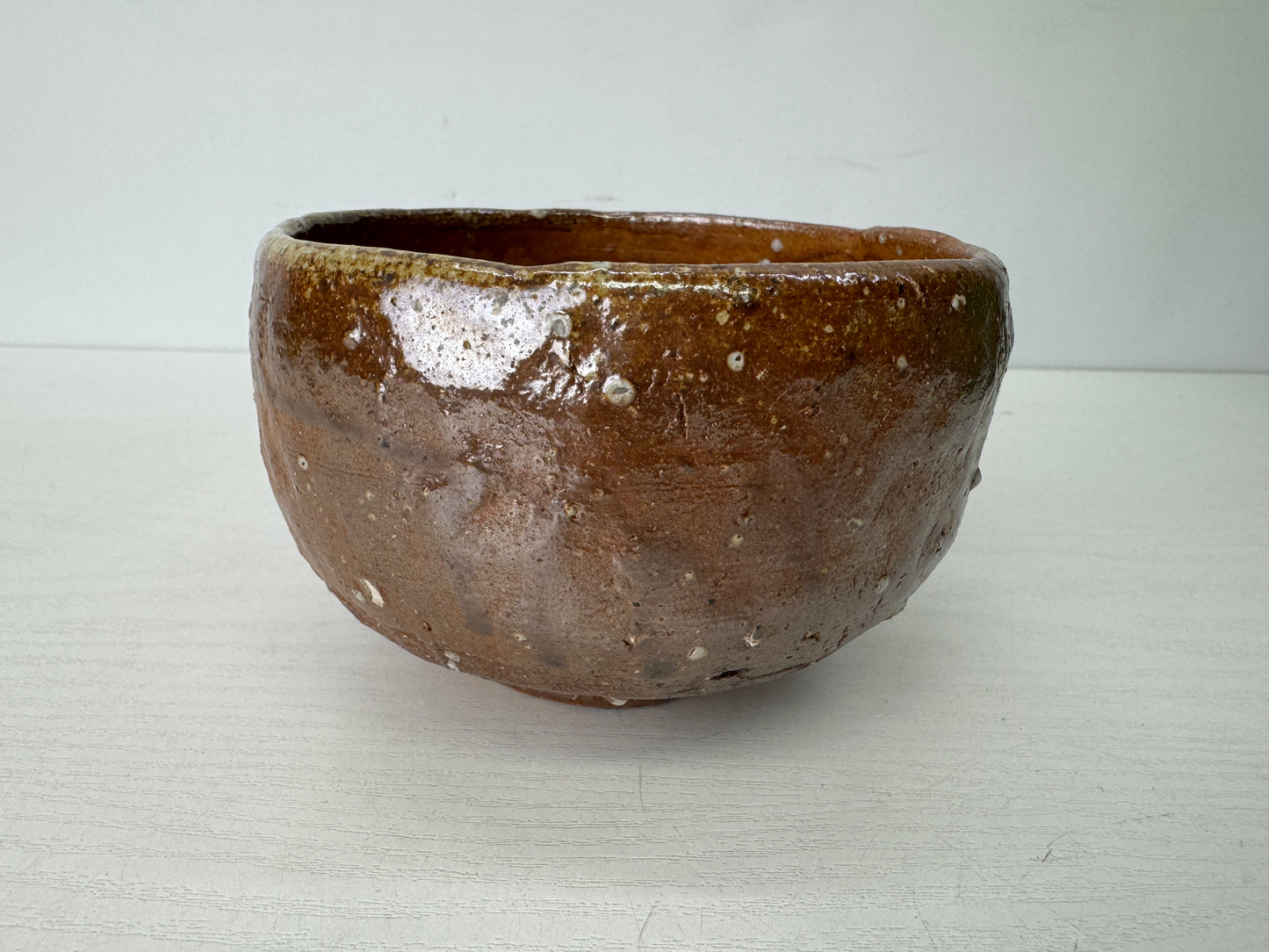 Y9735 CHAWAN Shigaraki-ware bowl signed box Japan antique tea ceremony pottery