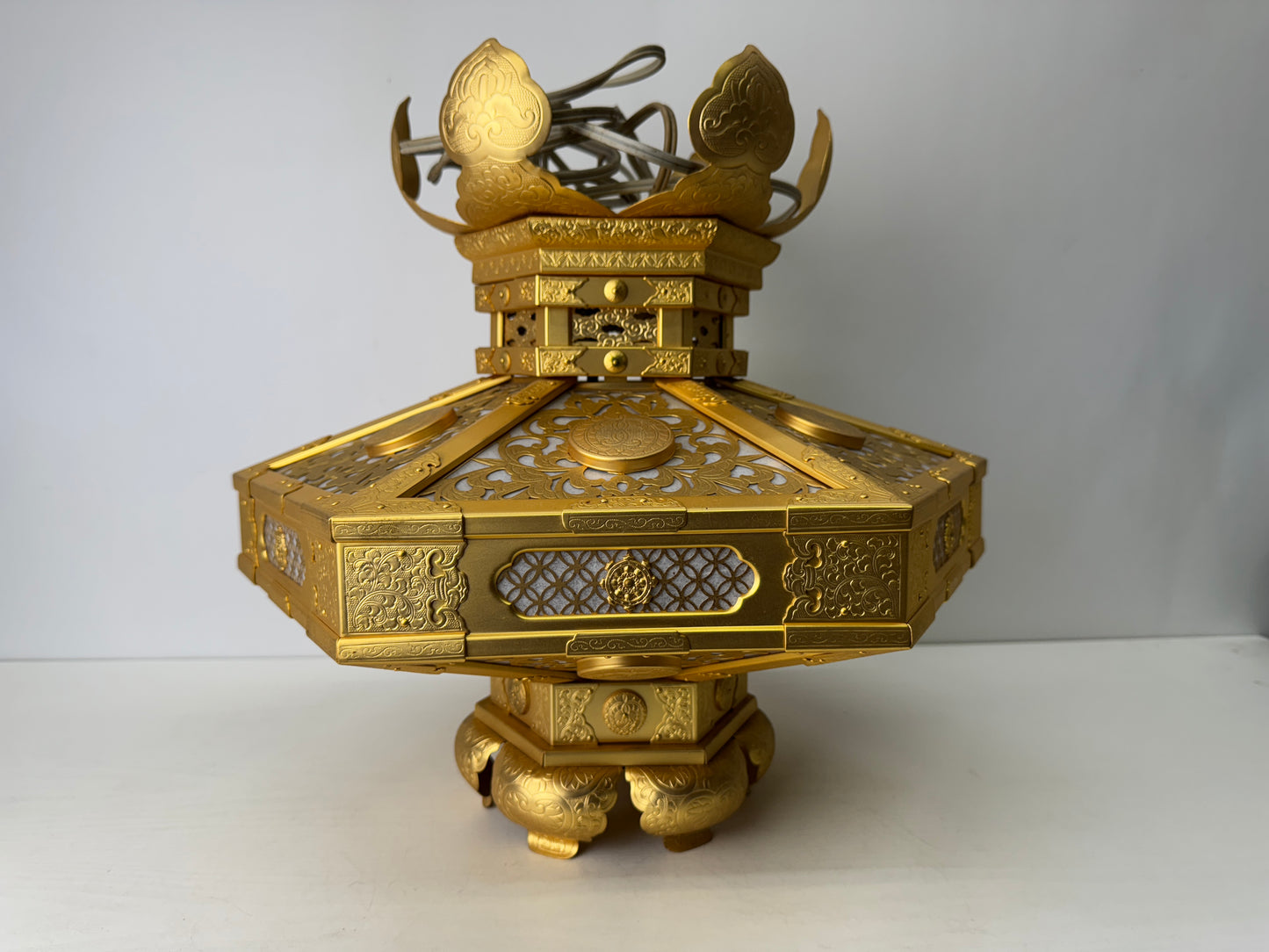 Y9736 TOUROU Hexagonal Hanging Lantern gold fittings Japan antique interior