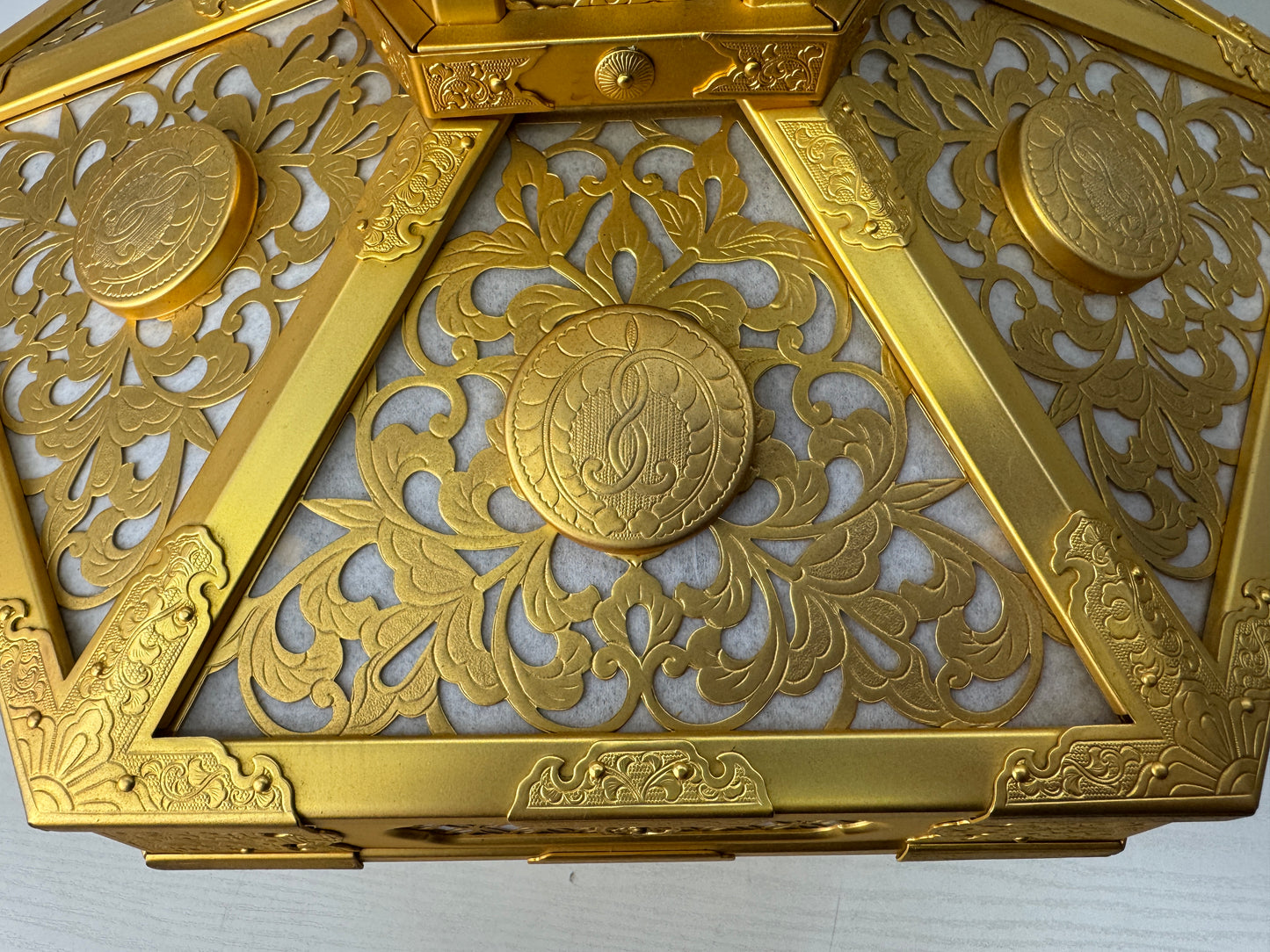 Y9736 TOUROU Hexagonal Hanging Lantern gold fittings Japan antique interior