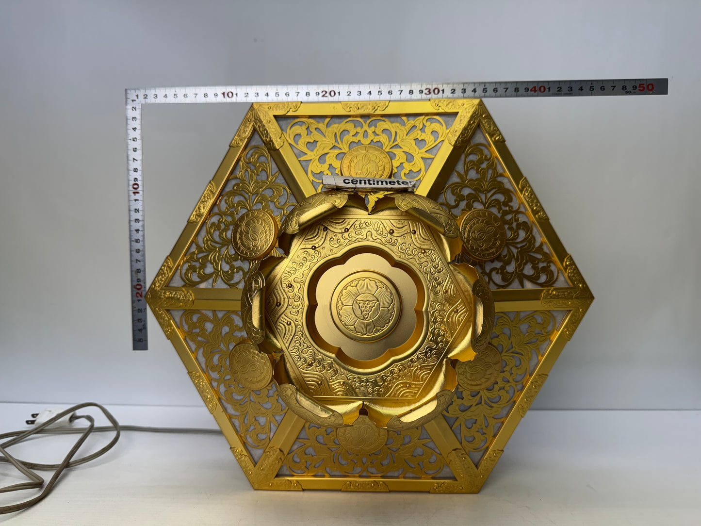 Y9736 TOUROU Hexagonal Hanging Lantern gold fittings Japan antique interior