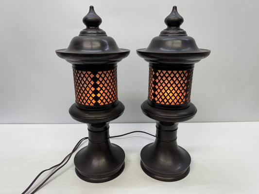 Y9737 TOUROU Lantern pair Buddhist Altar accessory Japan antique interior decor