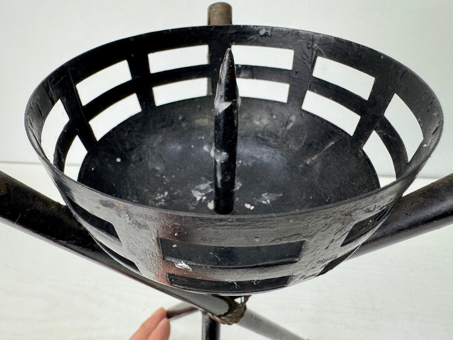 Y9738 Candle Holder metal watch fire Buddhist Shinto altar Japan antique decor