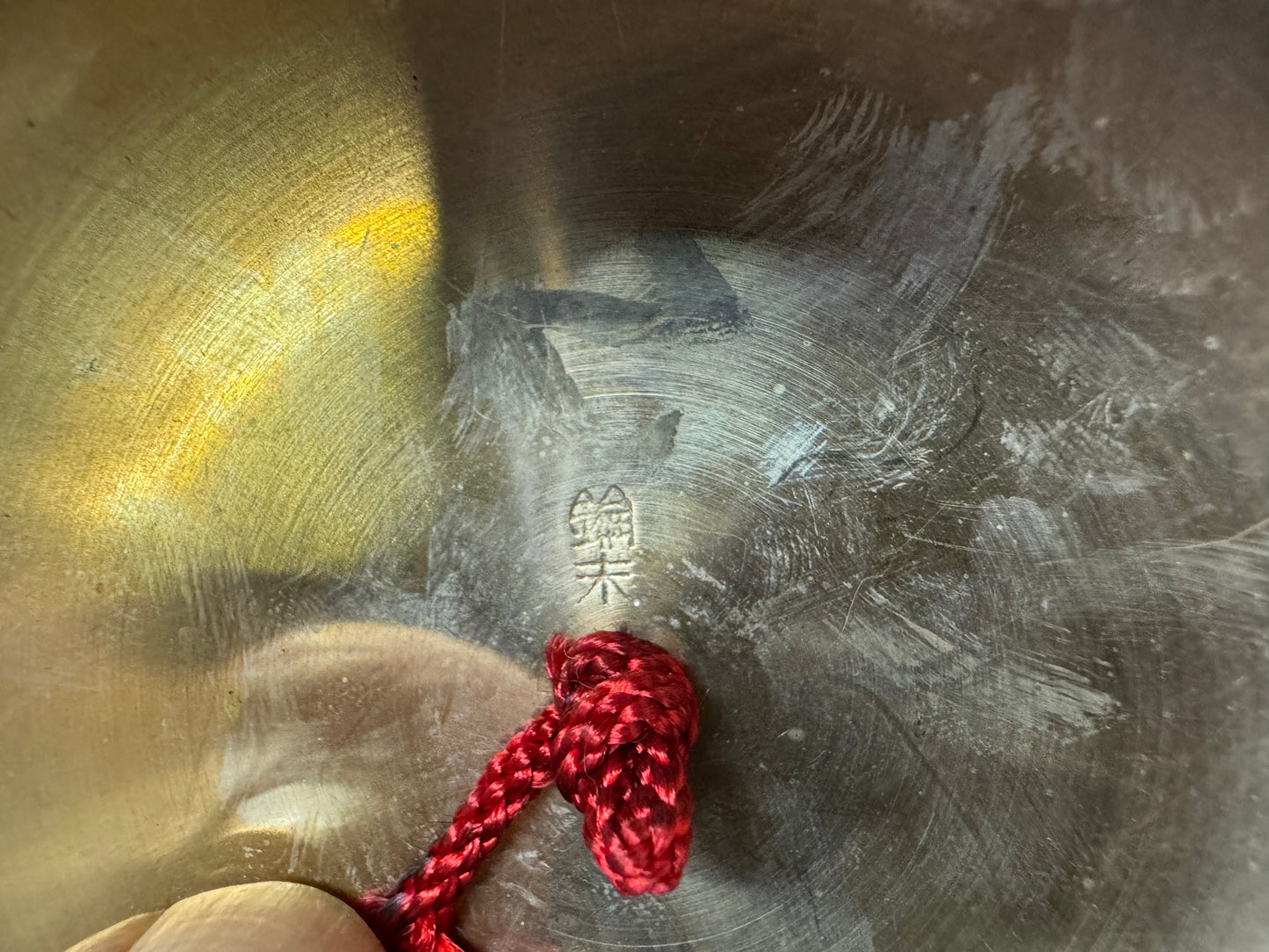 Y9739 ORIN Vermilion lacquer Gold inlay Bell Japan antique Buddhist altar