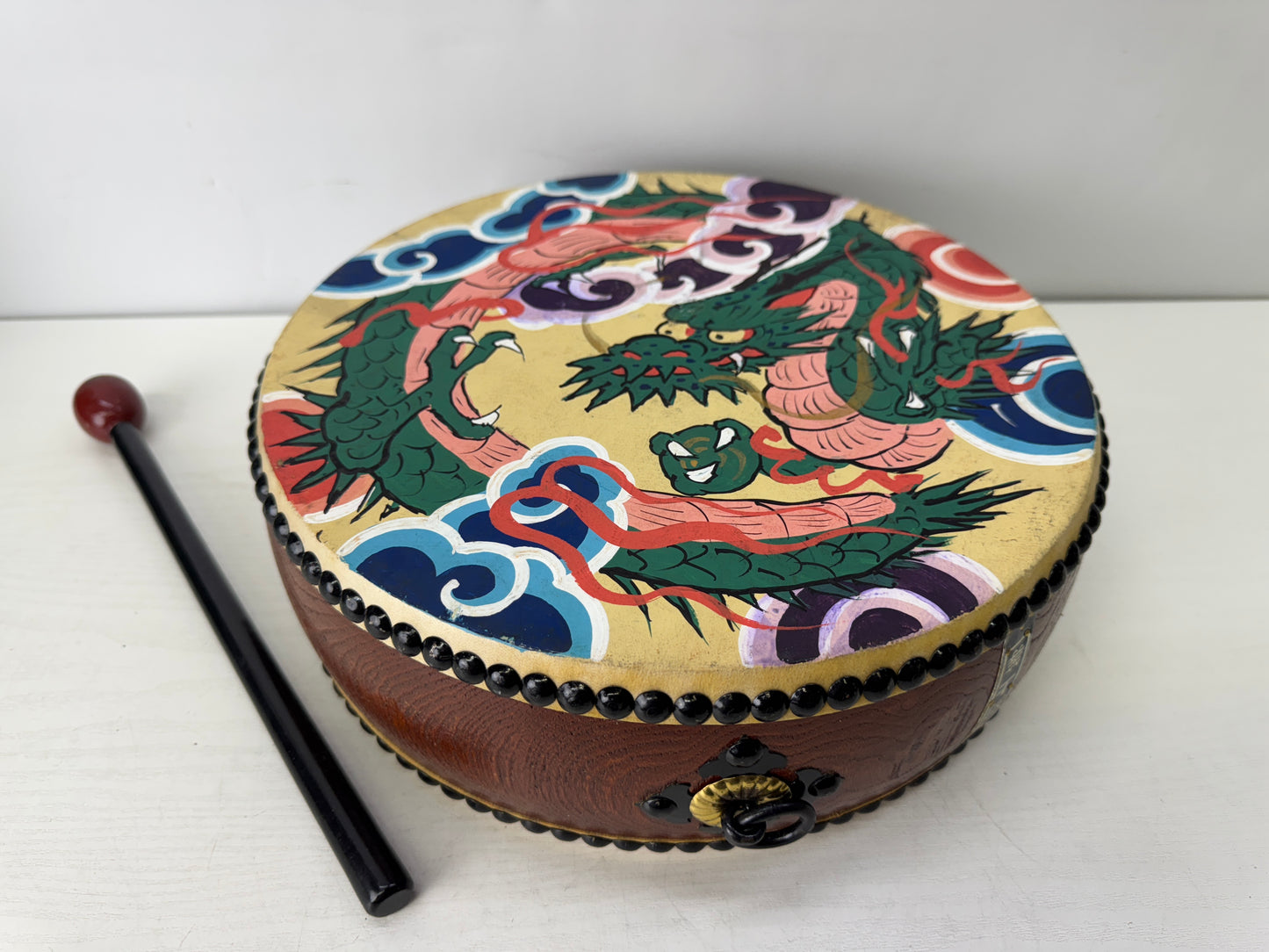 Y9741 TAIKO Drum Dragon design Drumsticks Japan antique musical instrument music