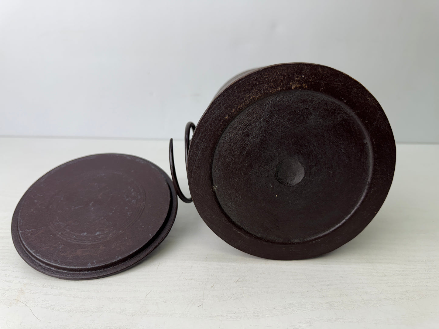 Y9754 CHAGAMA Iron kettle teapot Unryu signed box Japan antique tea ceremony