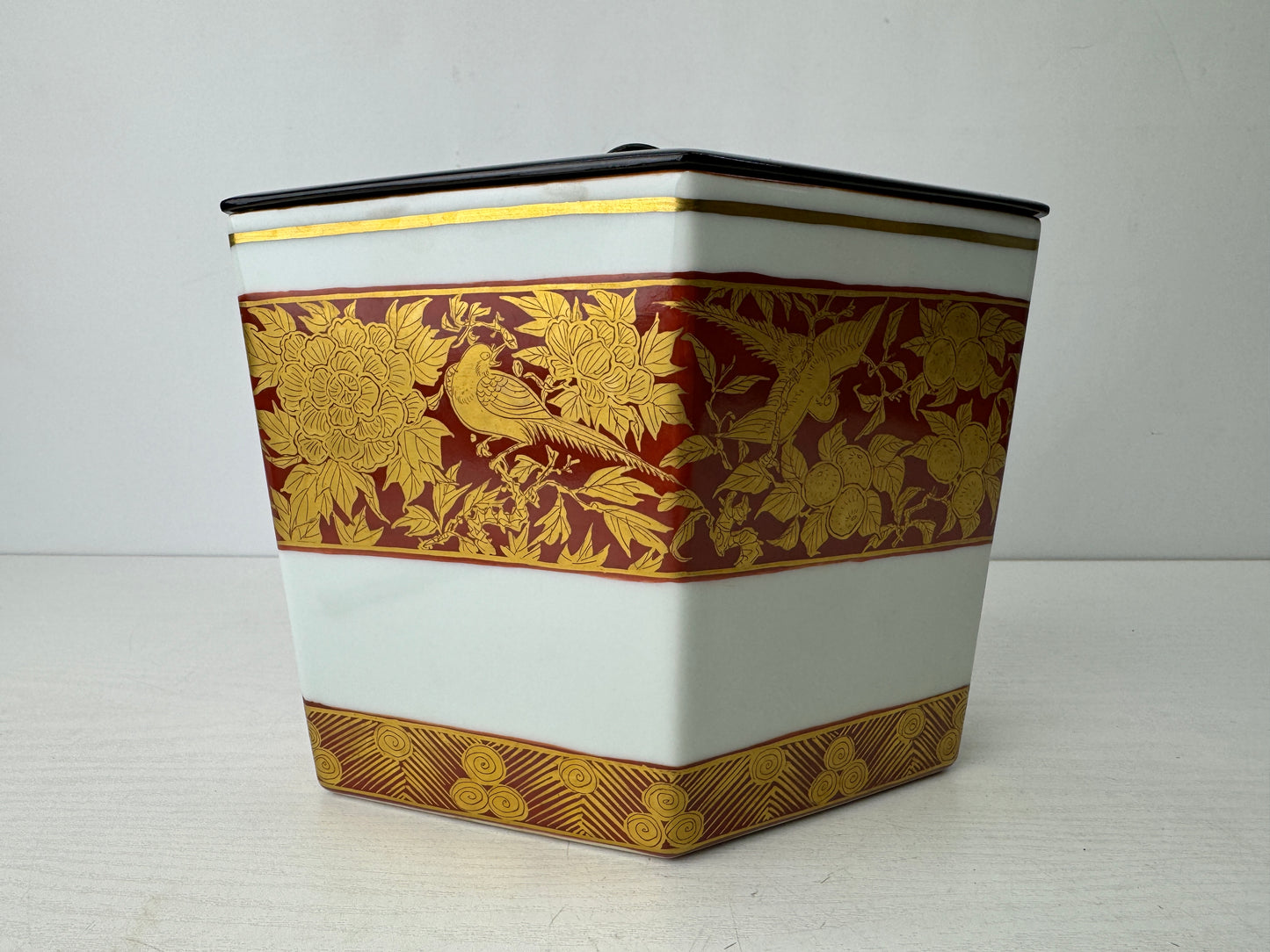 Y9755 MIZUSASHI Kyo-ware water jar signed box Japan antique tea ceremony pot