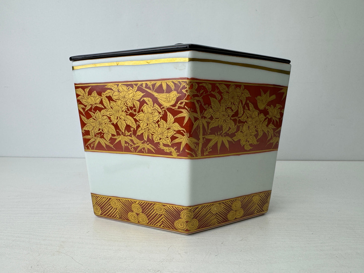 Y9755 MIZUSASHI Kyo-ware water jar signed box Japan antique tea ceremony pot