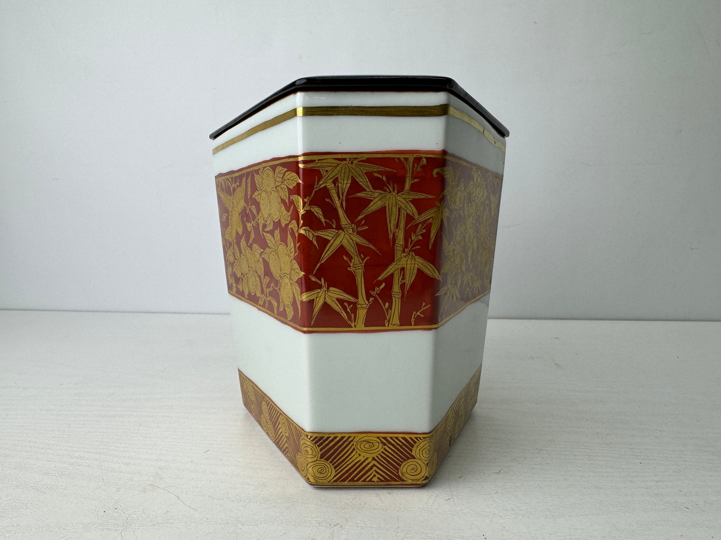 Y9755 MIZUSASHI Kyo-ware water jar signed box Japan antique tea ceremony pot