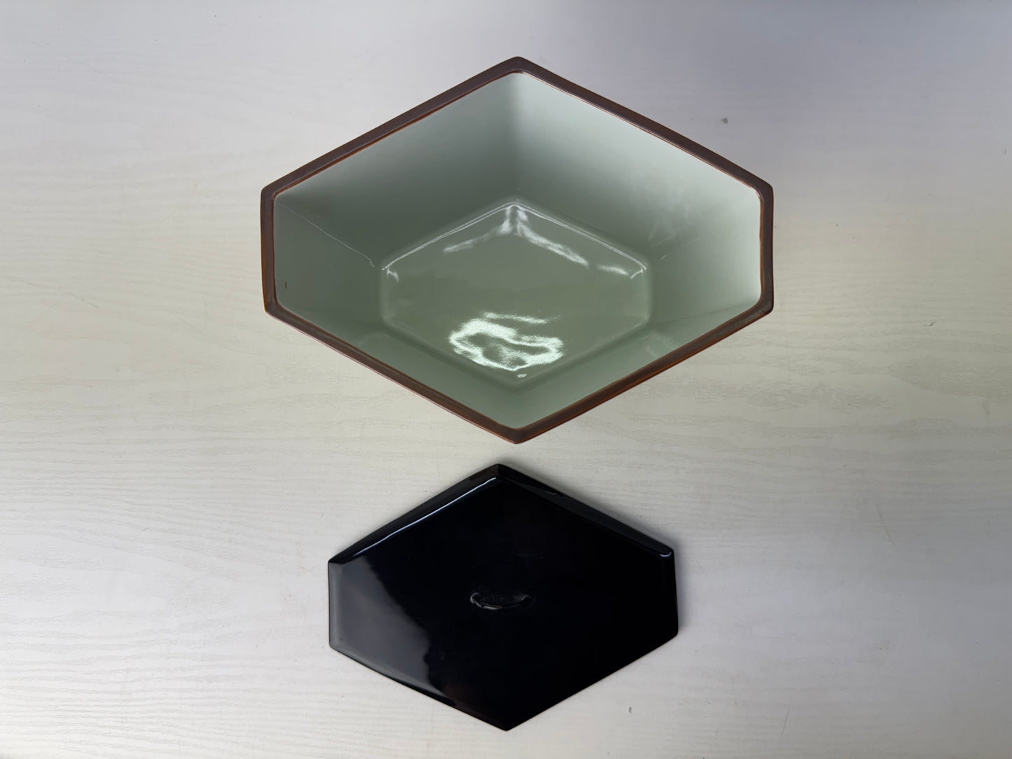 Y9755 MIZUSASHI Kyo-ware water jar signed box Japan antique tea ceremony pot