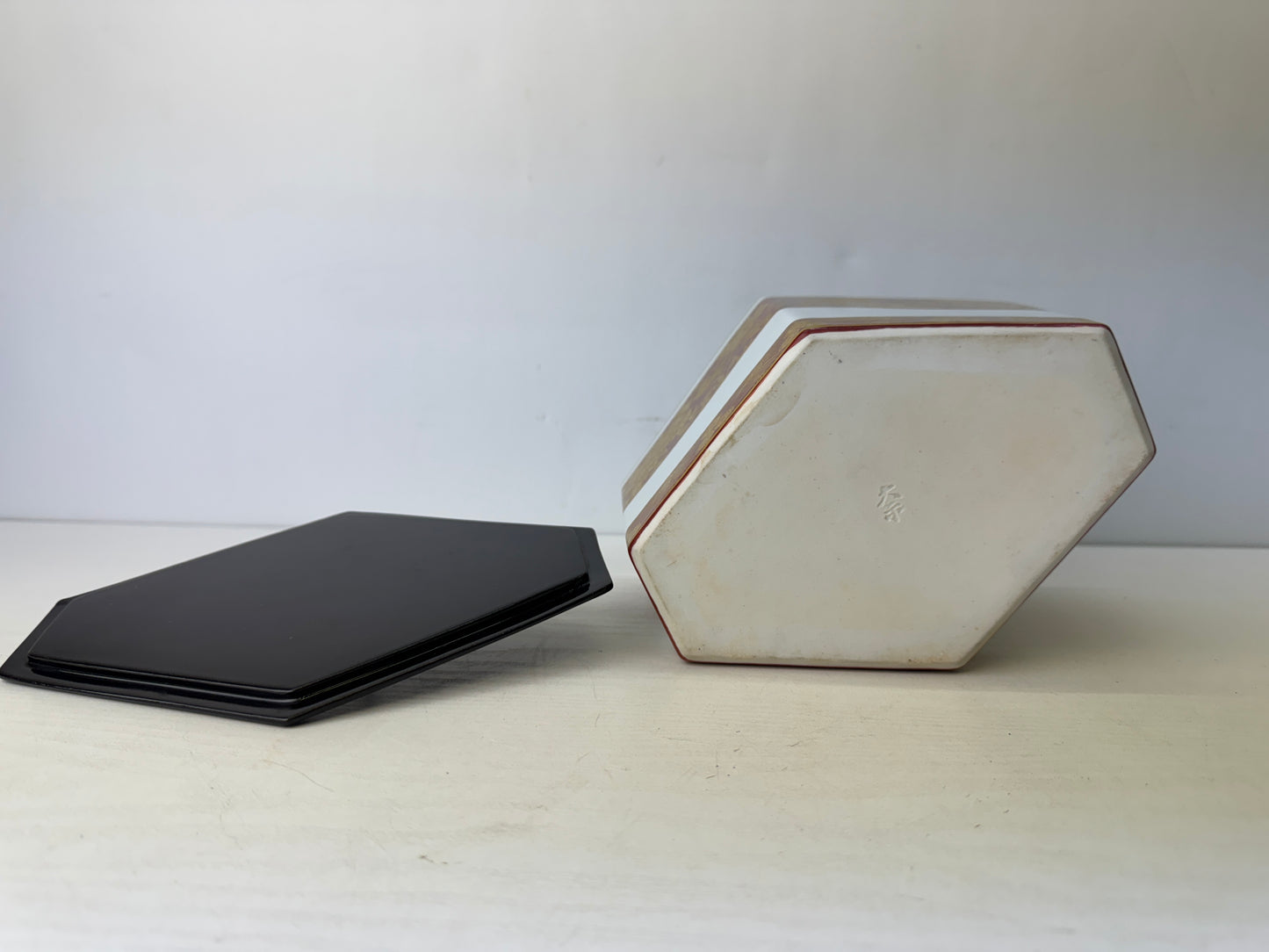 Y9755 MIZUSASHI Kyo-ware water jar signed box Japan antique tea ceremony pot