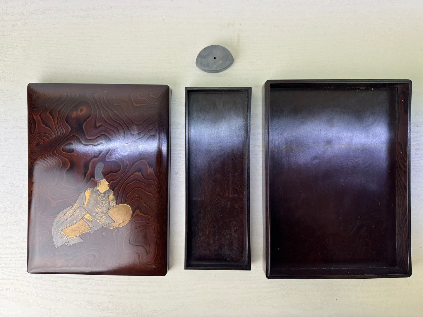 Y9756 BOX Makie suzuri inkstone container case signed stationery Japan antique