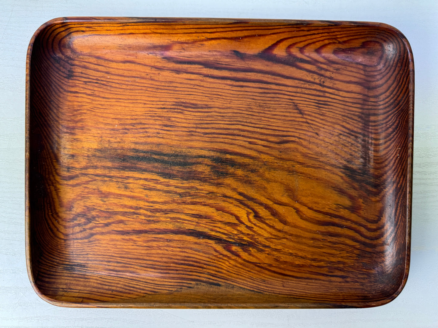 Y9757 TRAY Pine wood rectangular wooden Obon Ozen Japan antique kitchen table
