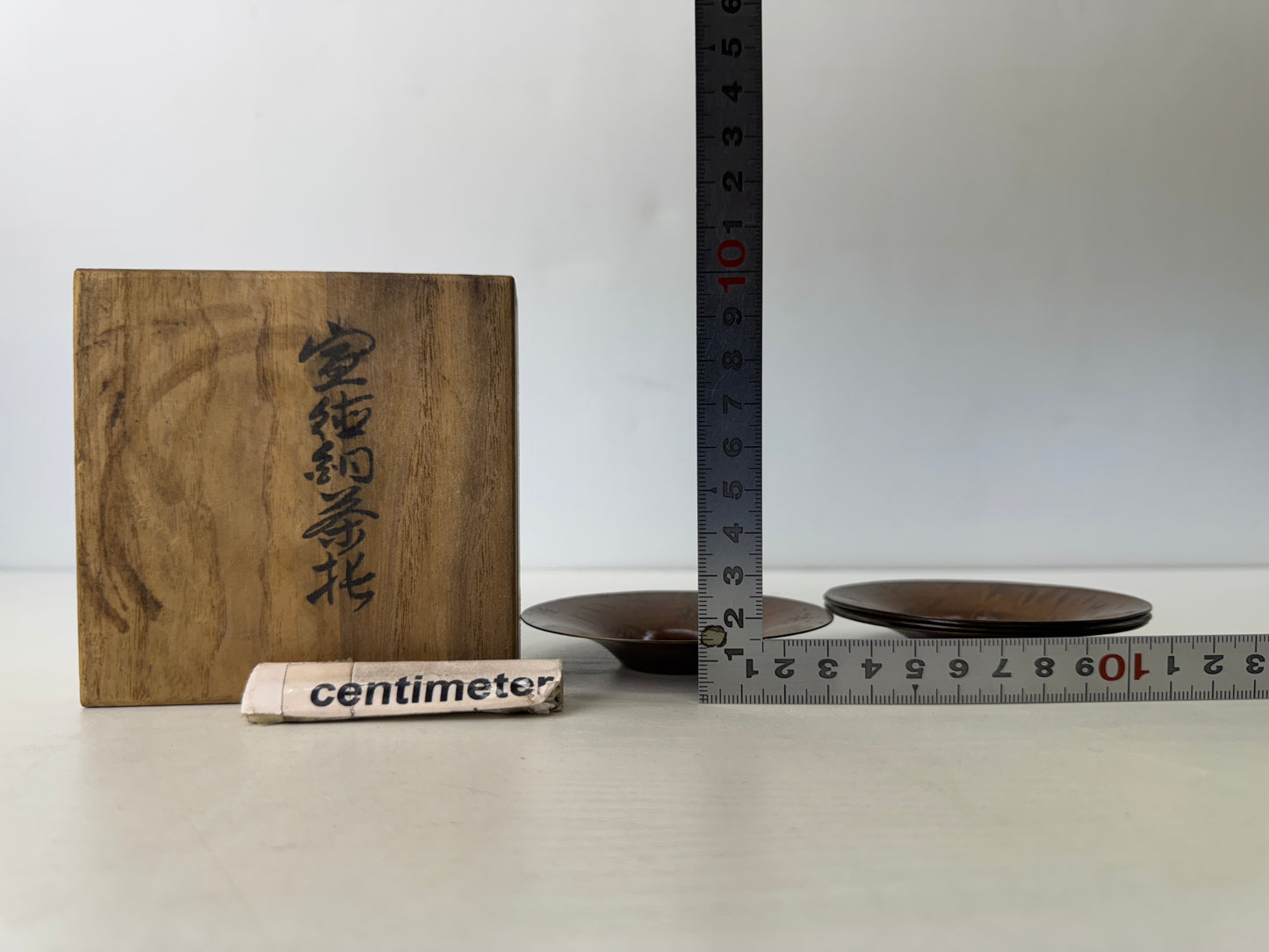 Y9759 DISH Copper Chataku coaster set of 5 box Japan antique tableware kitchen