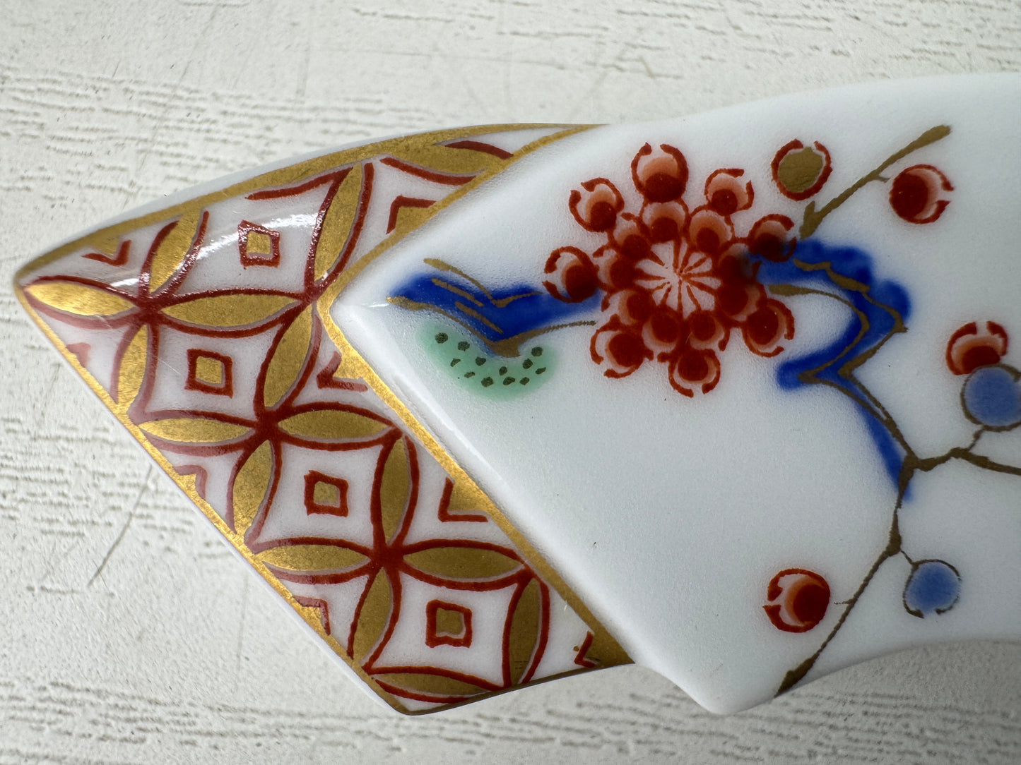 Y9760 OKIMONO Arita-ware Chopstick rest signed box Japan antique collectible