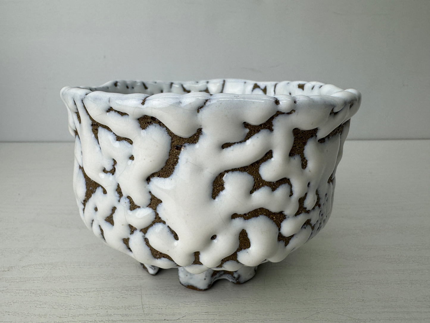 Y9761 CHAWAN Hagi-ware bowl signed box Japan antique tea ceremony pottery cup