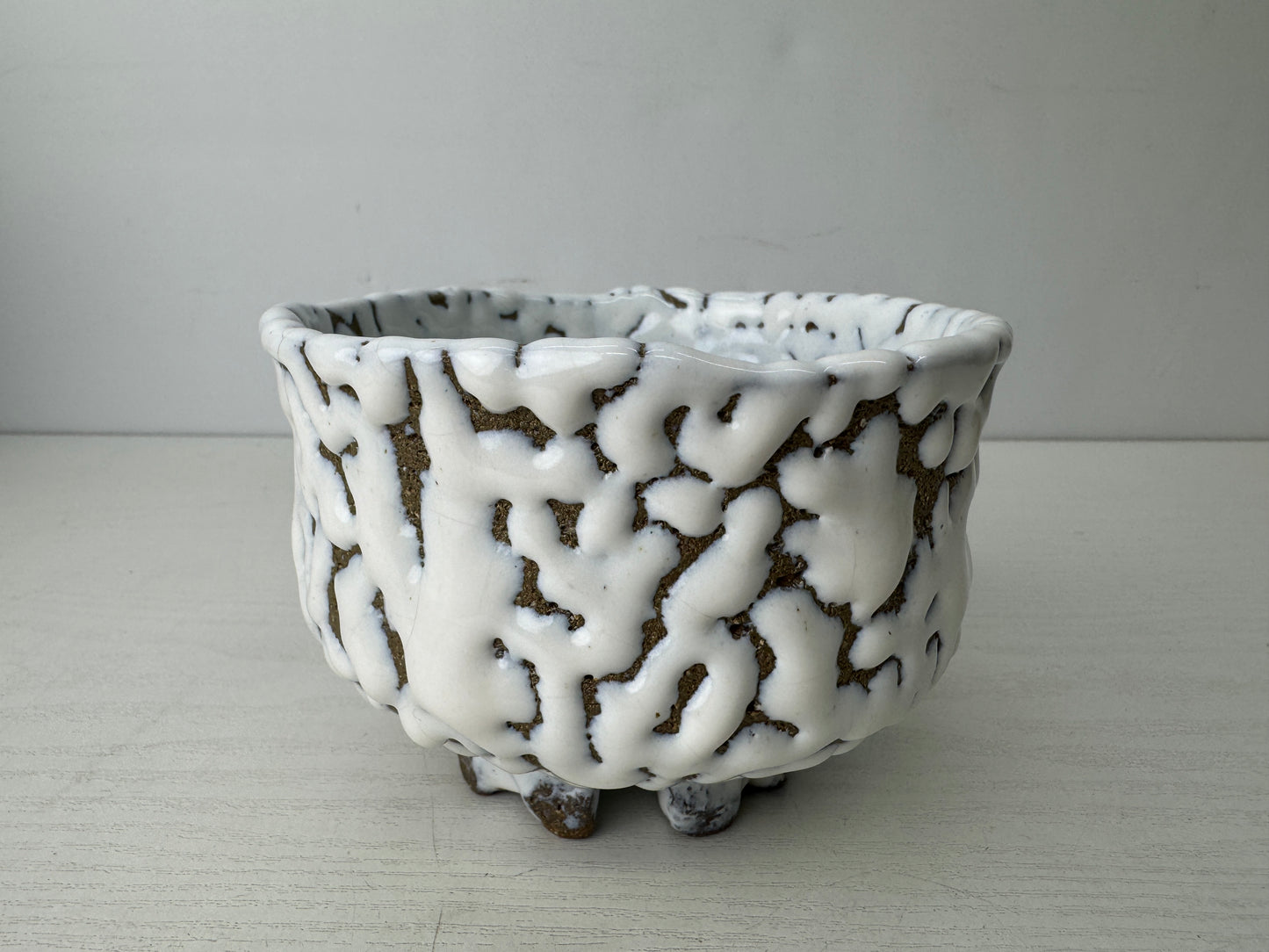 Y9761 CHAWAN Hagi-ware bowl signed box Japan antique tea ceremony pottery cup