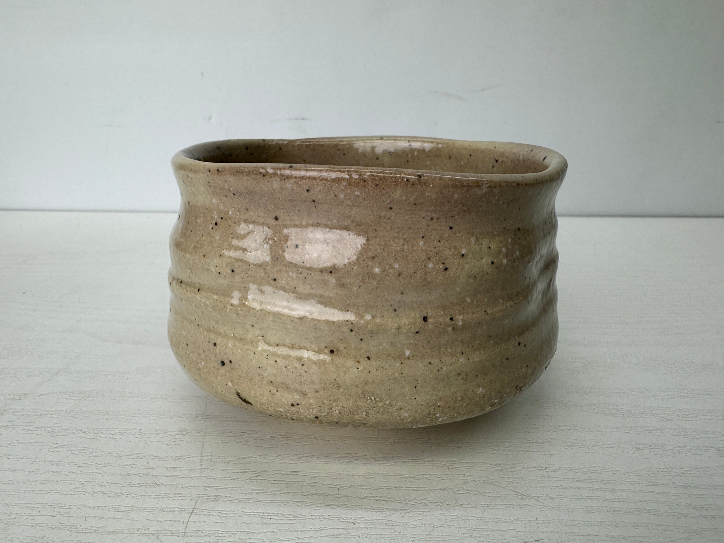 Y9763 CHAWAN Mino-ware bowl signed box Japan antique tea ceremony pottery cup