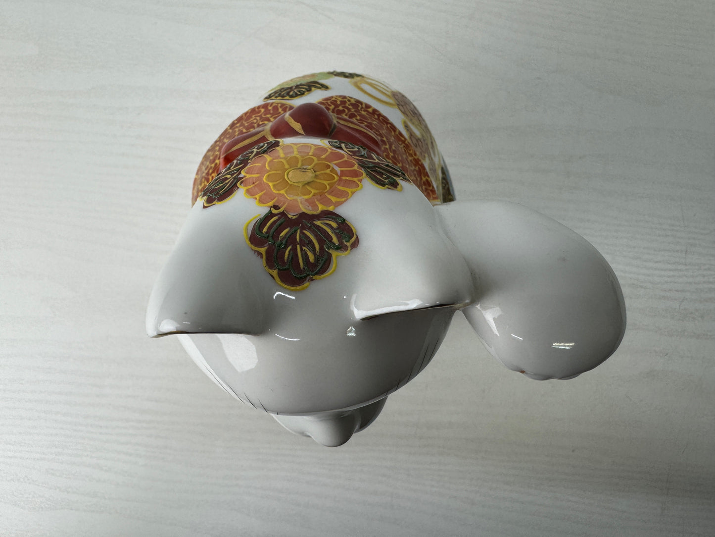 Y9767 OKIMONO ceramic Maneki-neko lucky beckoning cat figurine Japan antique