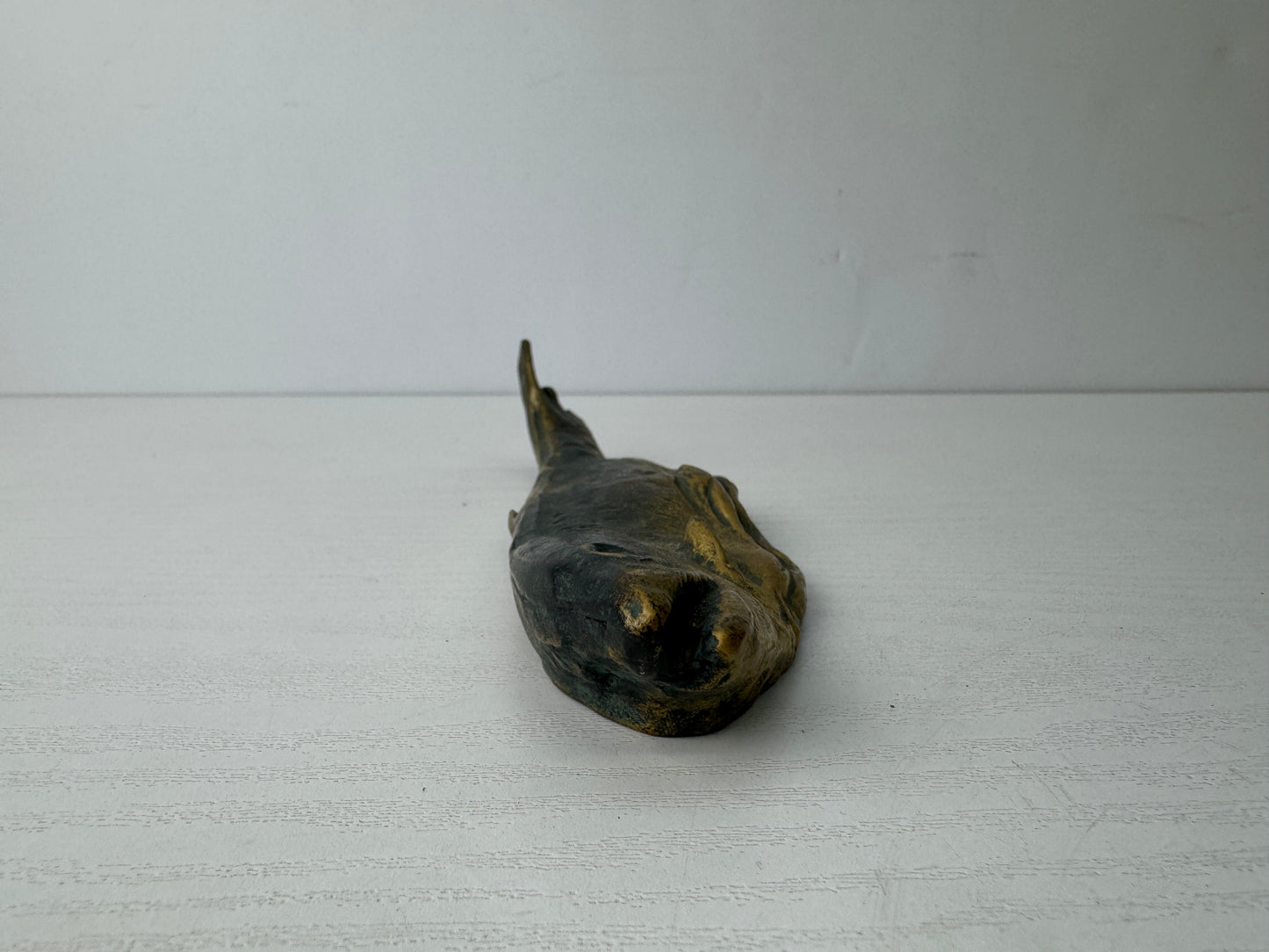 Y9770 OKIMONO copper Salmon figurine signed box Seibo Kitamura Japan antique