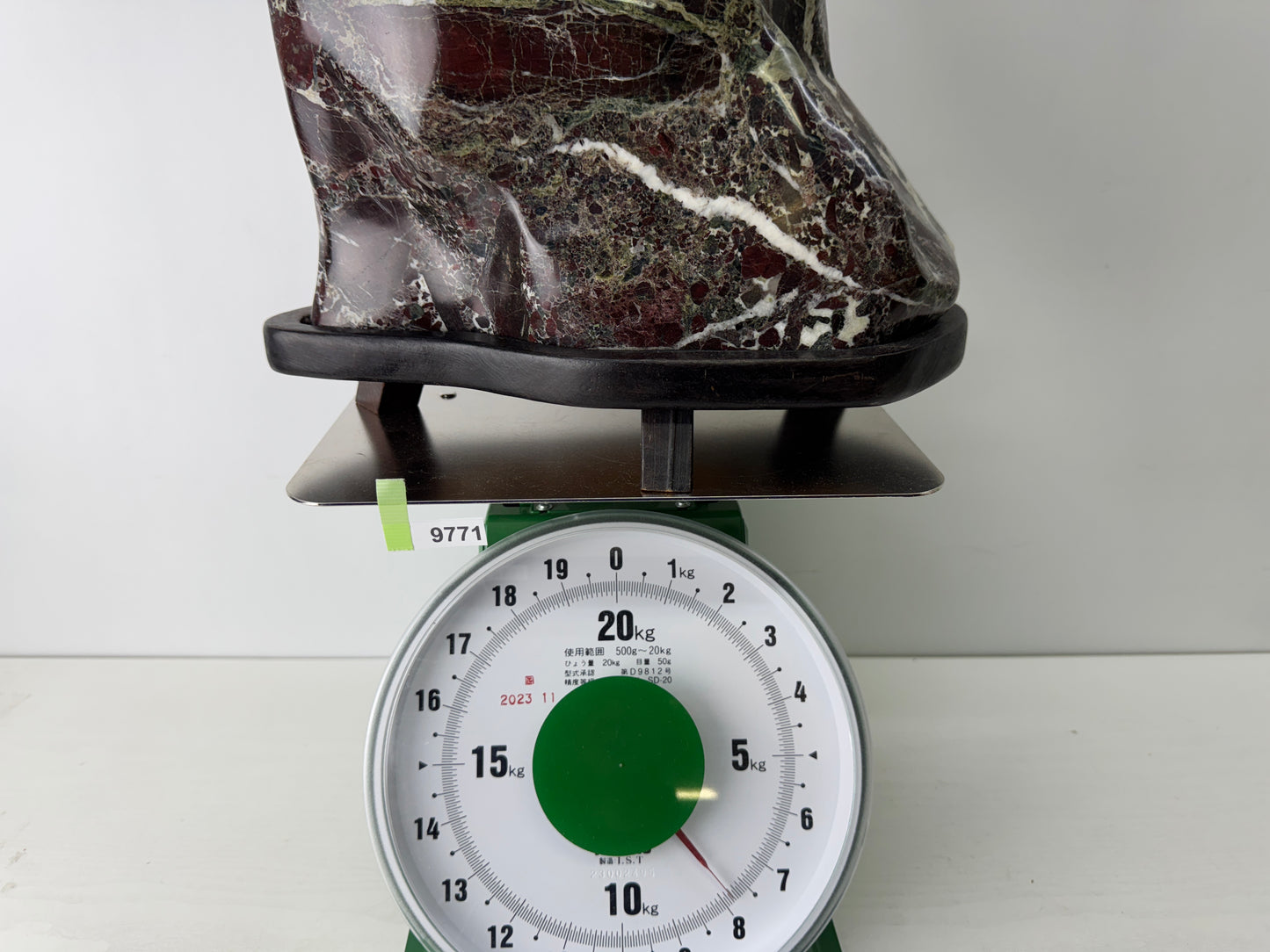 Y9771 OKIMONO Decorative natural viewing stone wooden stand Japan antique decor