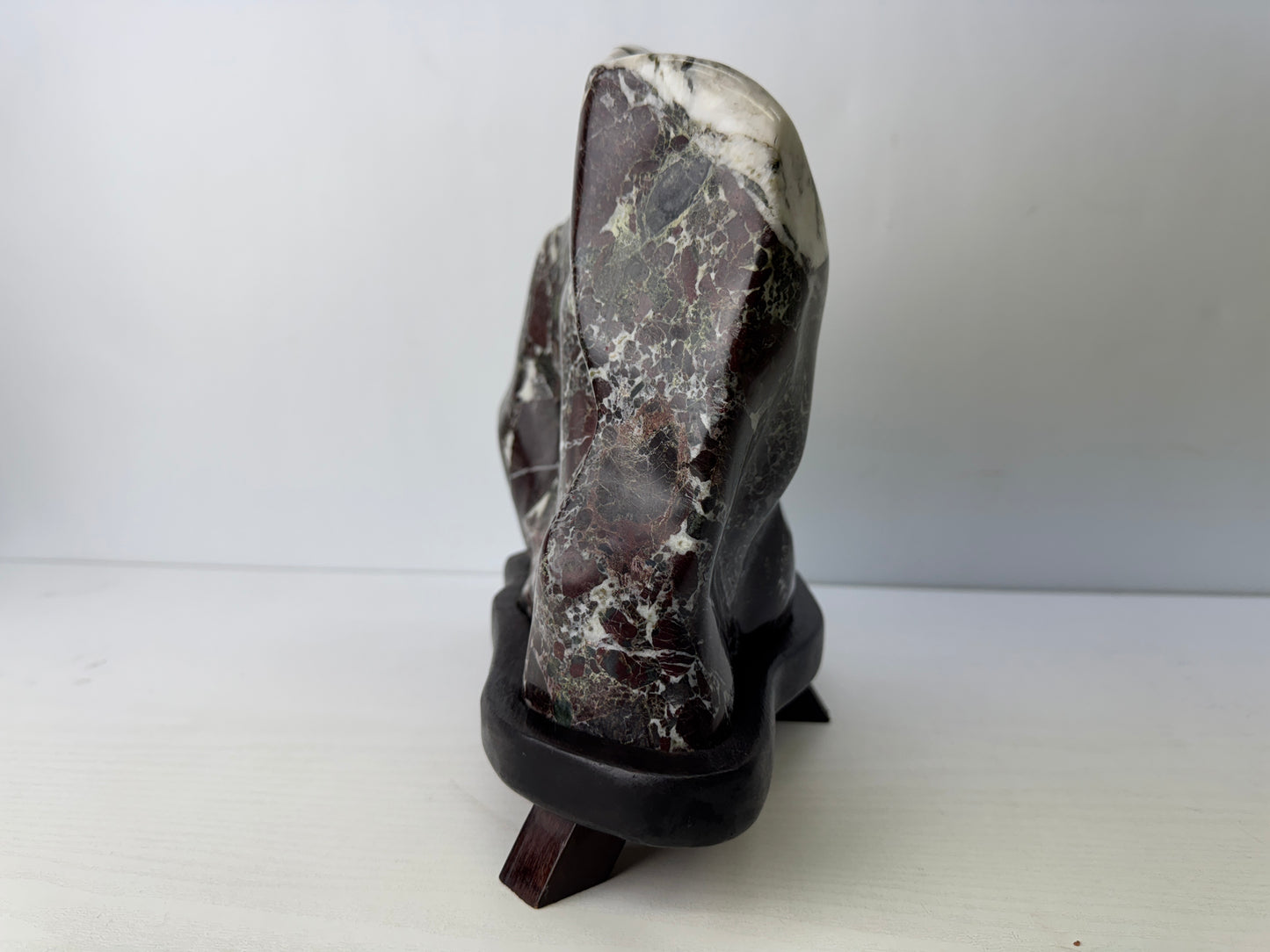 Y9771 OKIMONO Decorative natural viewing stone wooden stand Japan antique decor