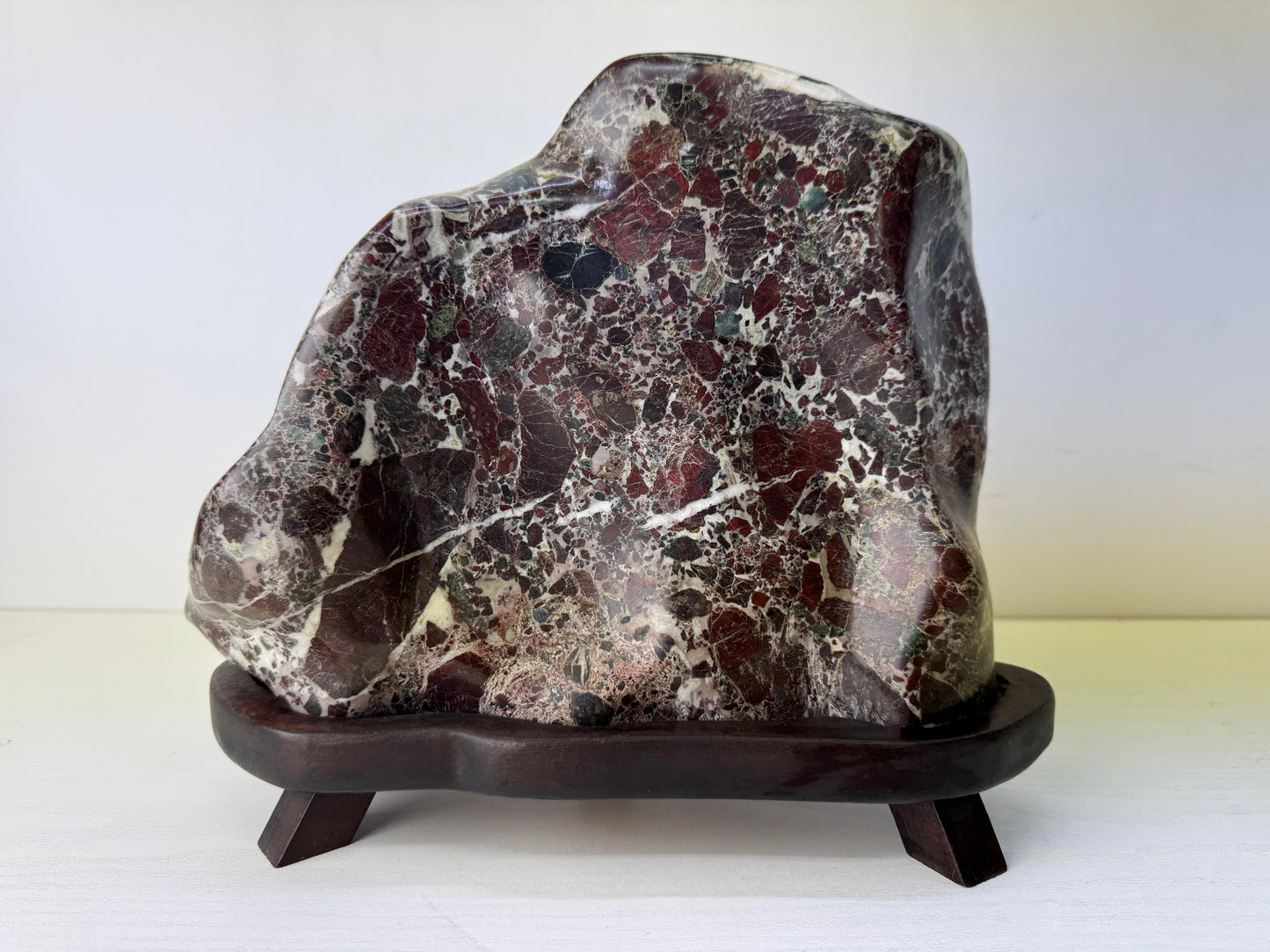 Y9771 OKIMONO Decorative natural viewing stone wooden stand Japan antique decor