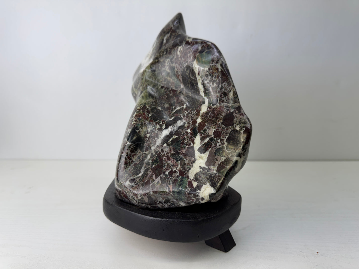 Y9771 OKIMONO Decorative natural viewing stone wooden stand Japan antique decor