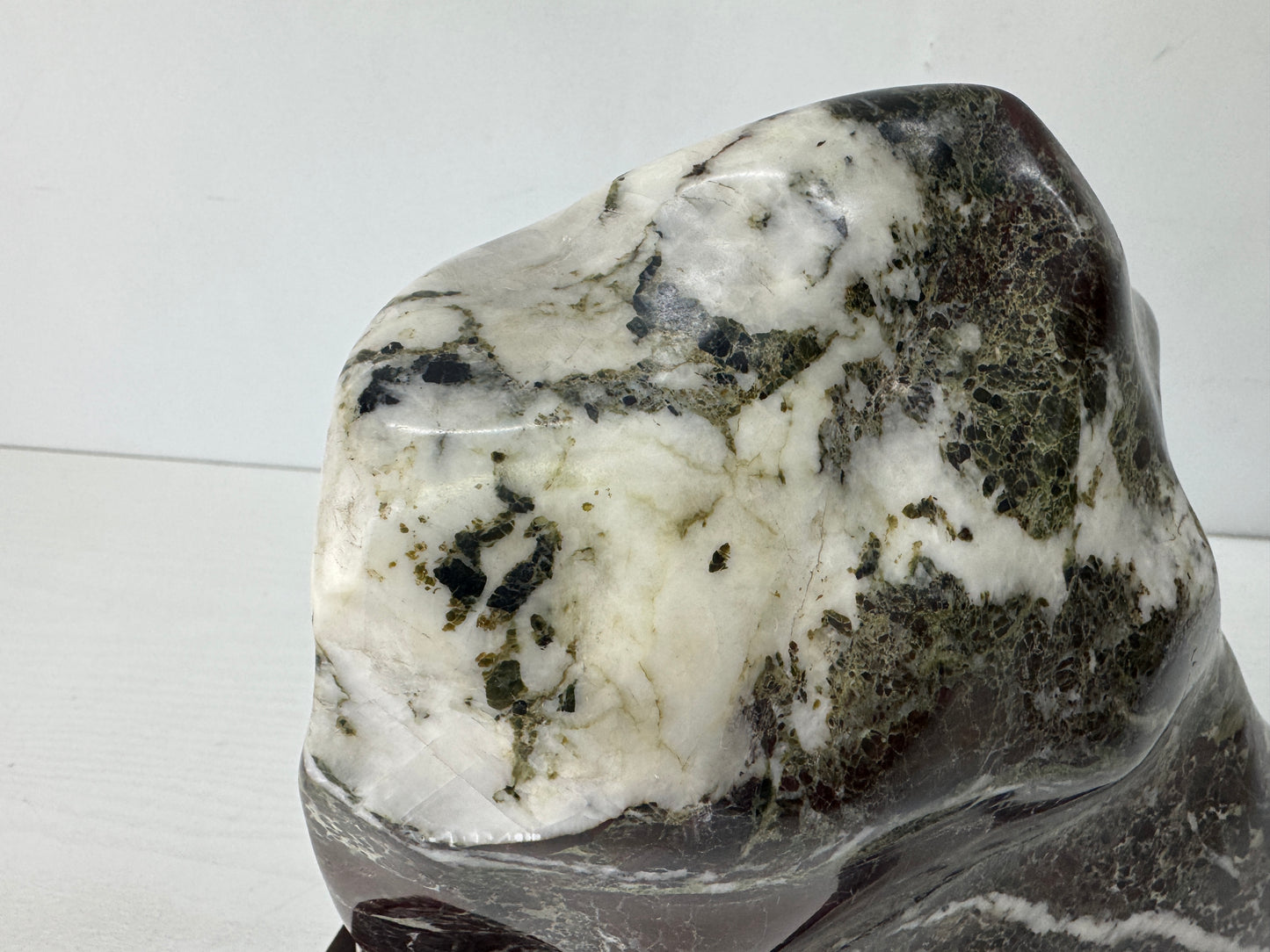 Y9771 OKIMONO Decorative natural viewing stone wooden stand Japan antique decor