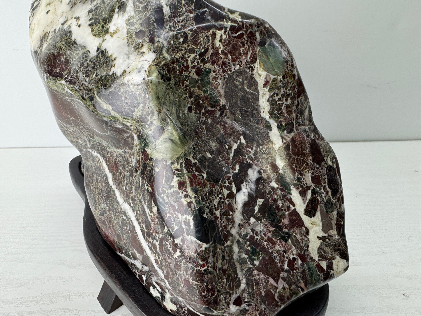 Y9771 OKIMONO Decorative natural viewing stone wooden stand Japan antique decor