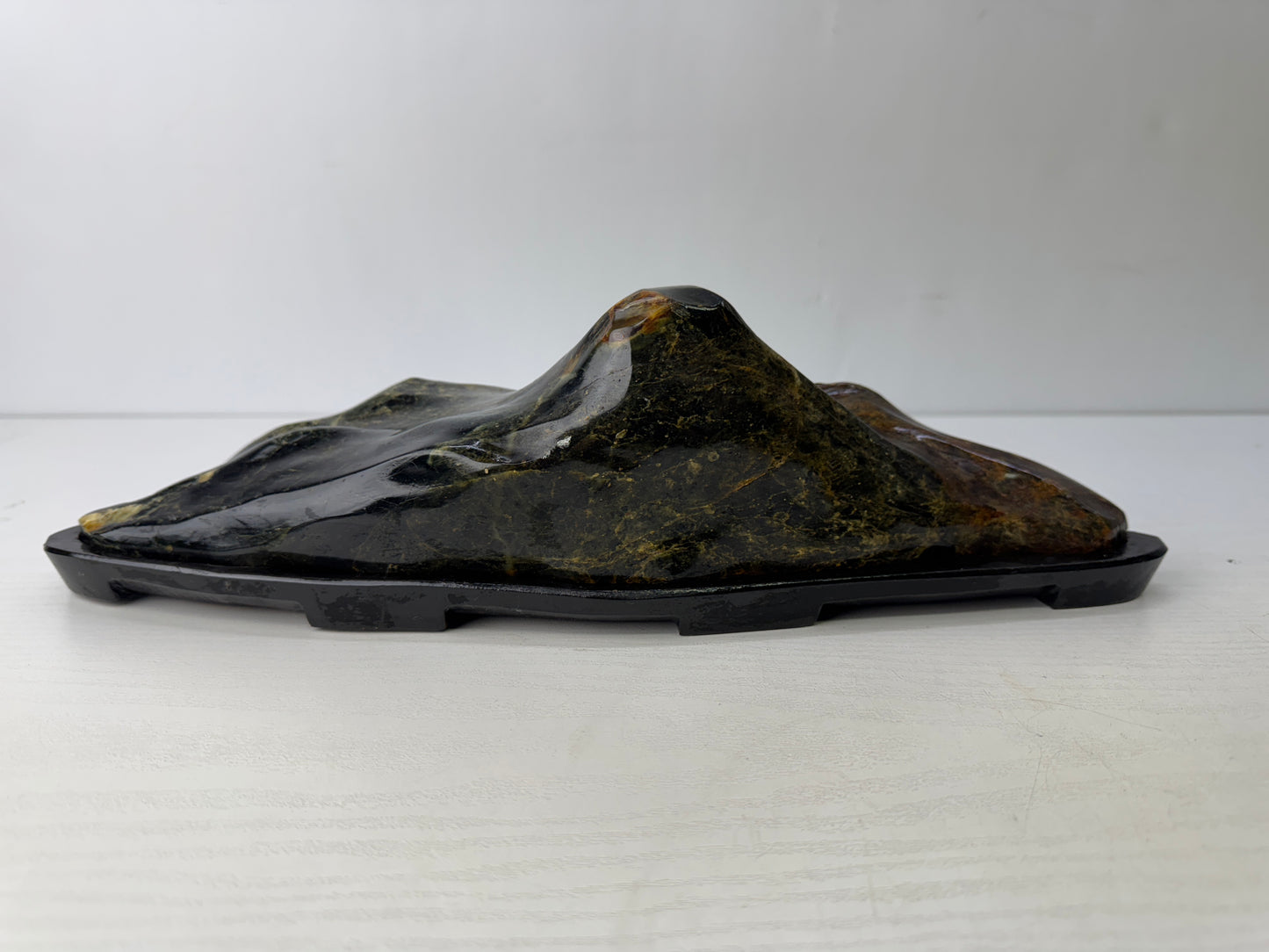Y9772 OKIMONO Mount Fuji-shaped Suiseki viewing stone stand Japan antique decor