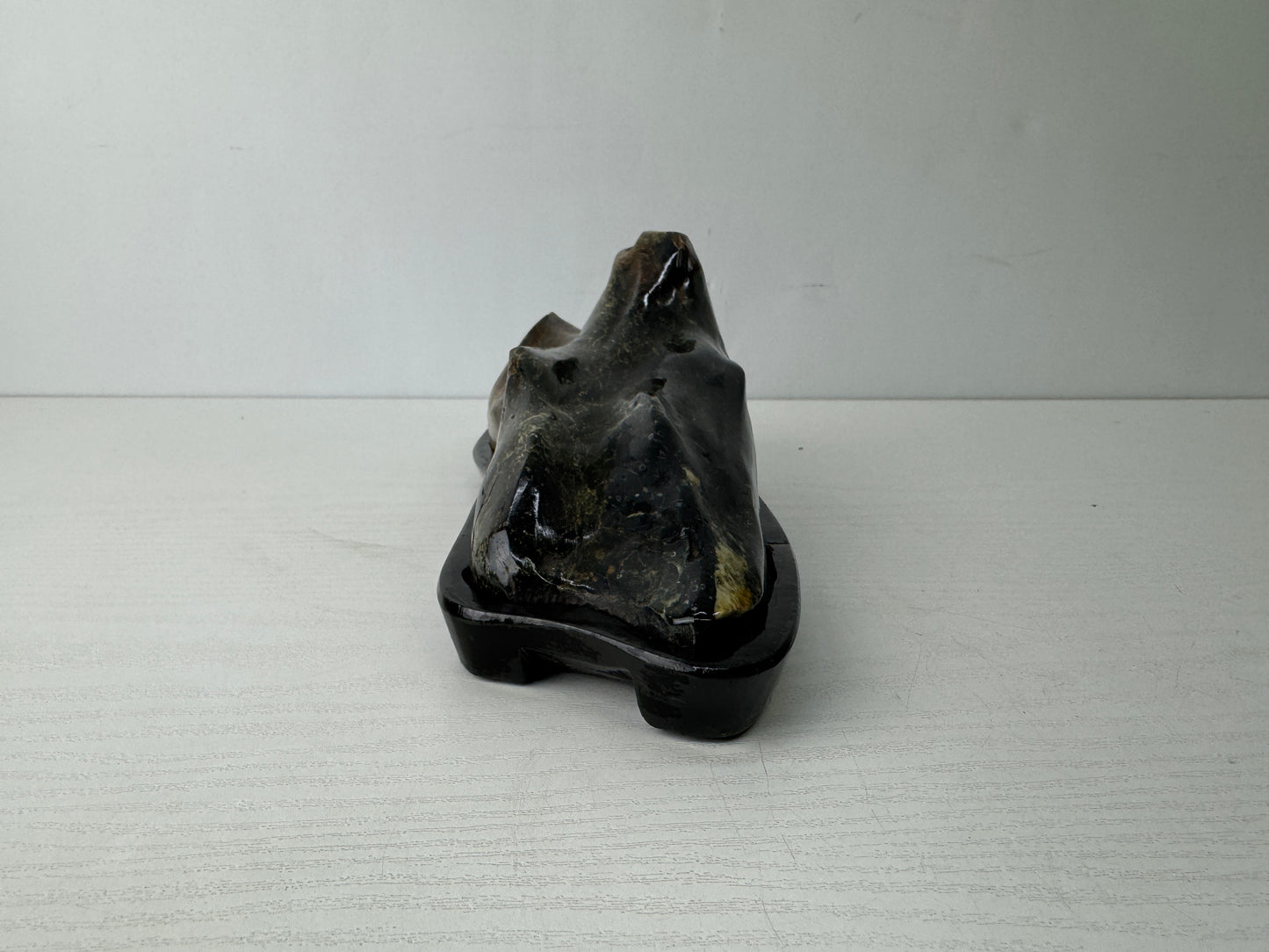 Y9772 OKIMONO Mount Fuji-shaped Suiseki viewing stone stand Japan antique decor