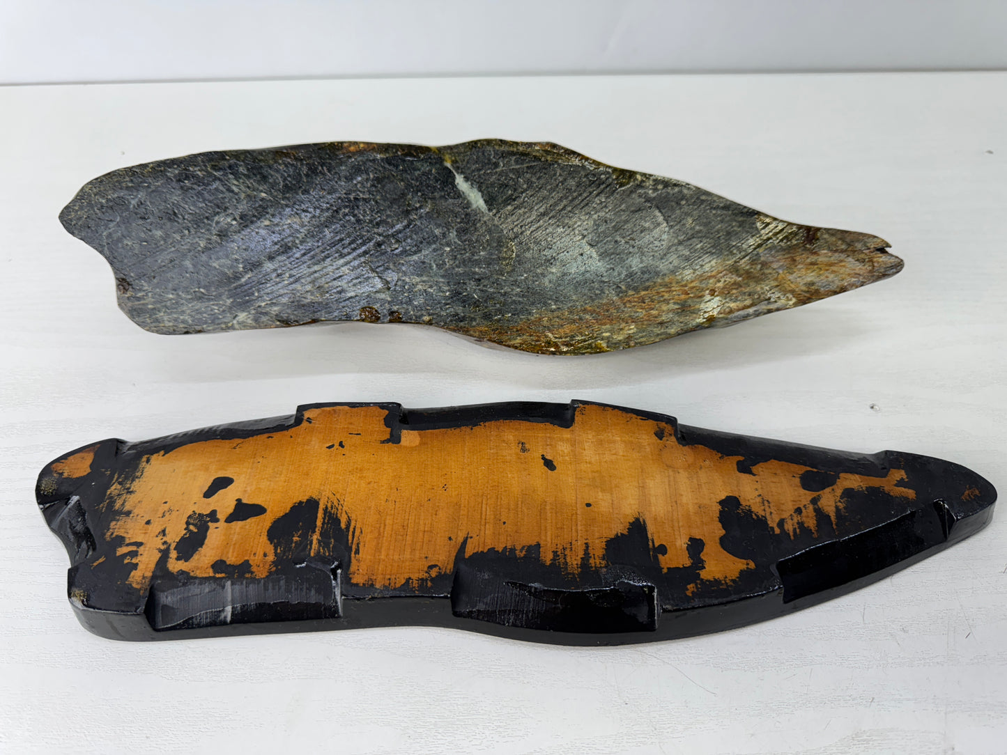 Y9772 OKIMONO Mount Fuji-shaped Suiseki viewing stone stand Japan antique decor