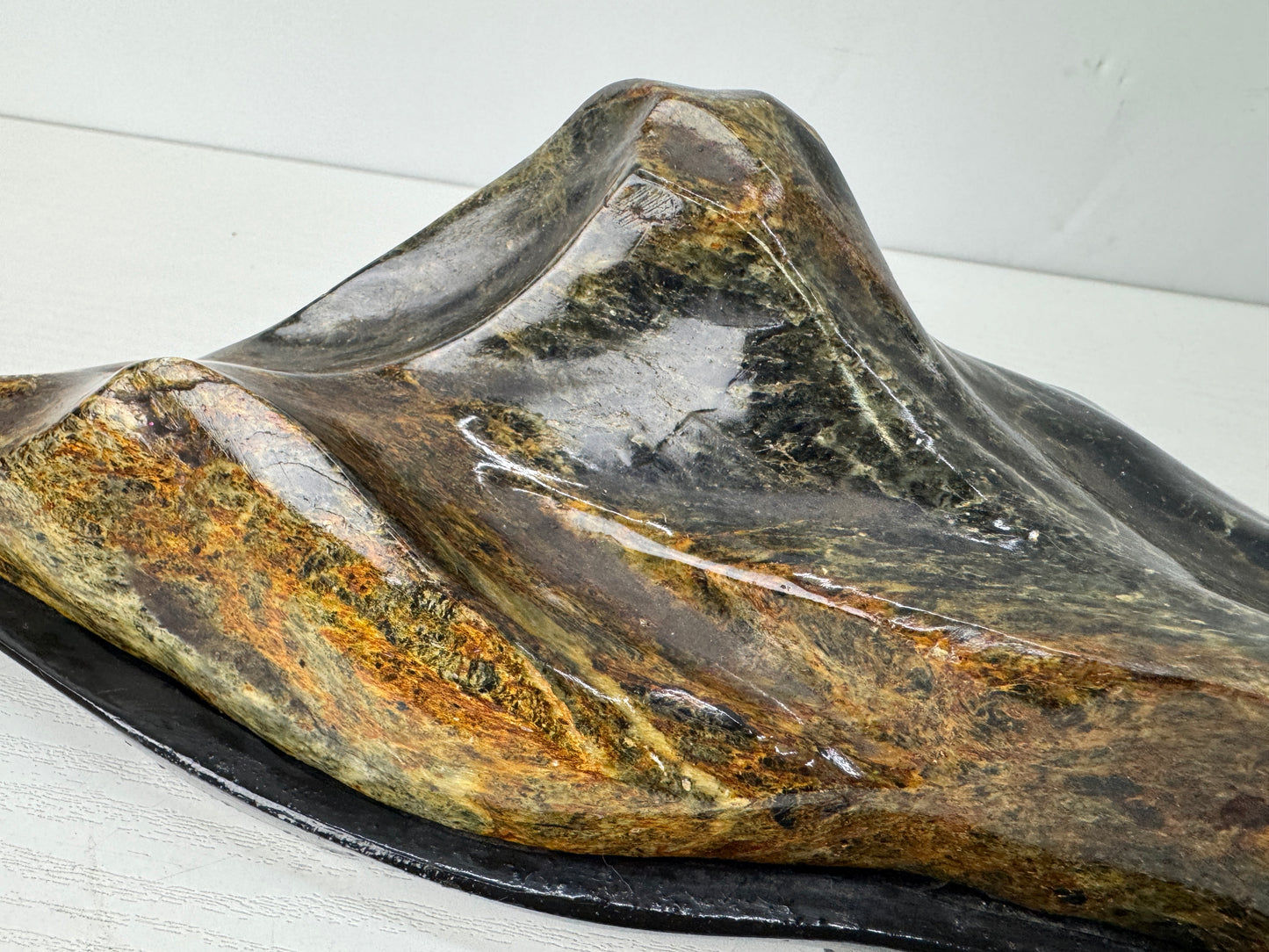 Y9772 OKIMONO Mount Fuji-shaped Suiseki viewing stone stand Japan antique decor