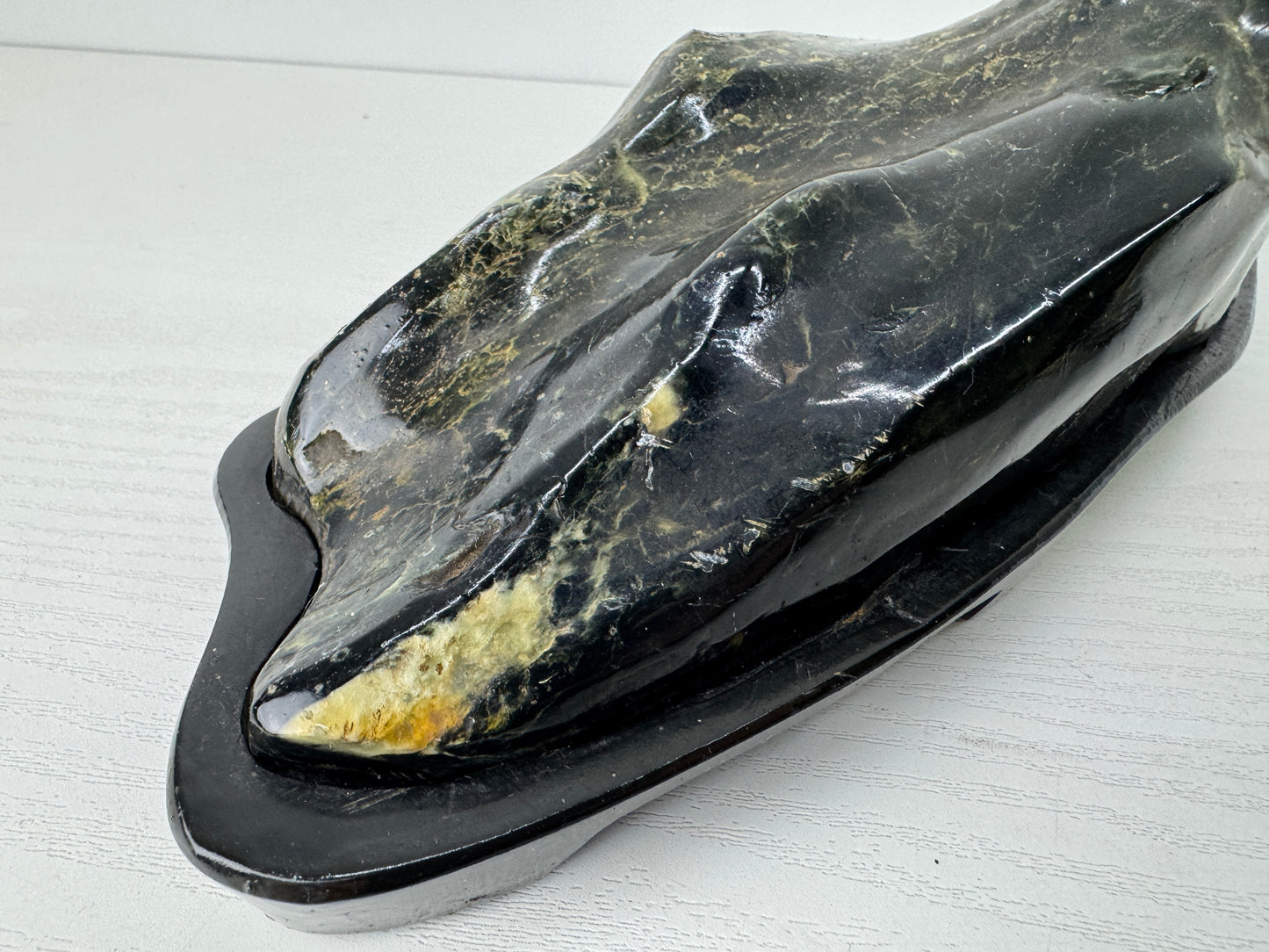 Y9772 OKIMONO Mount Fuji-shaped Suiseki viewing stone stand Japan antique decor