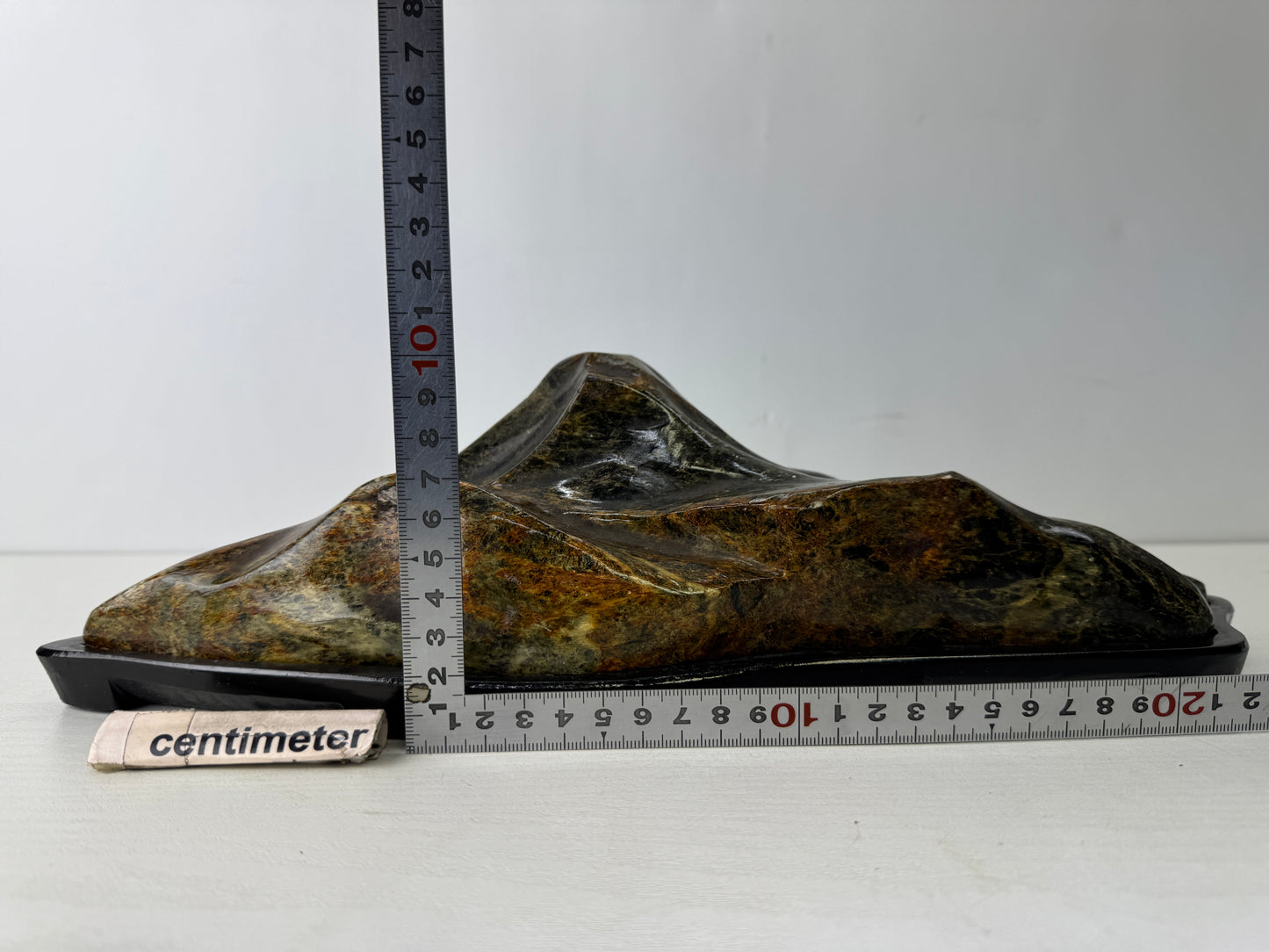 Y9772 OKIMONO Mount Fuji-shaped Suiseki viewing stone stand Japan antique decor