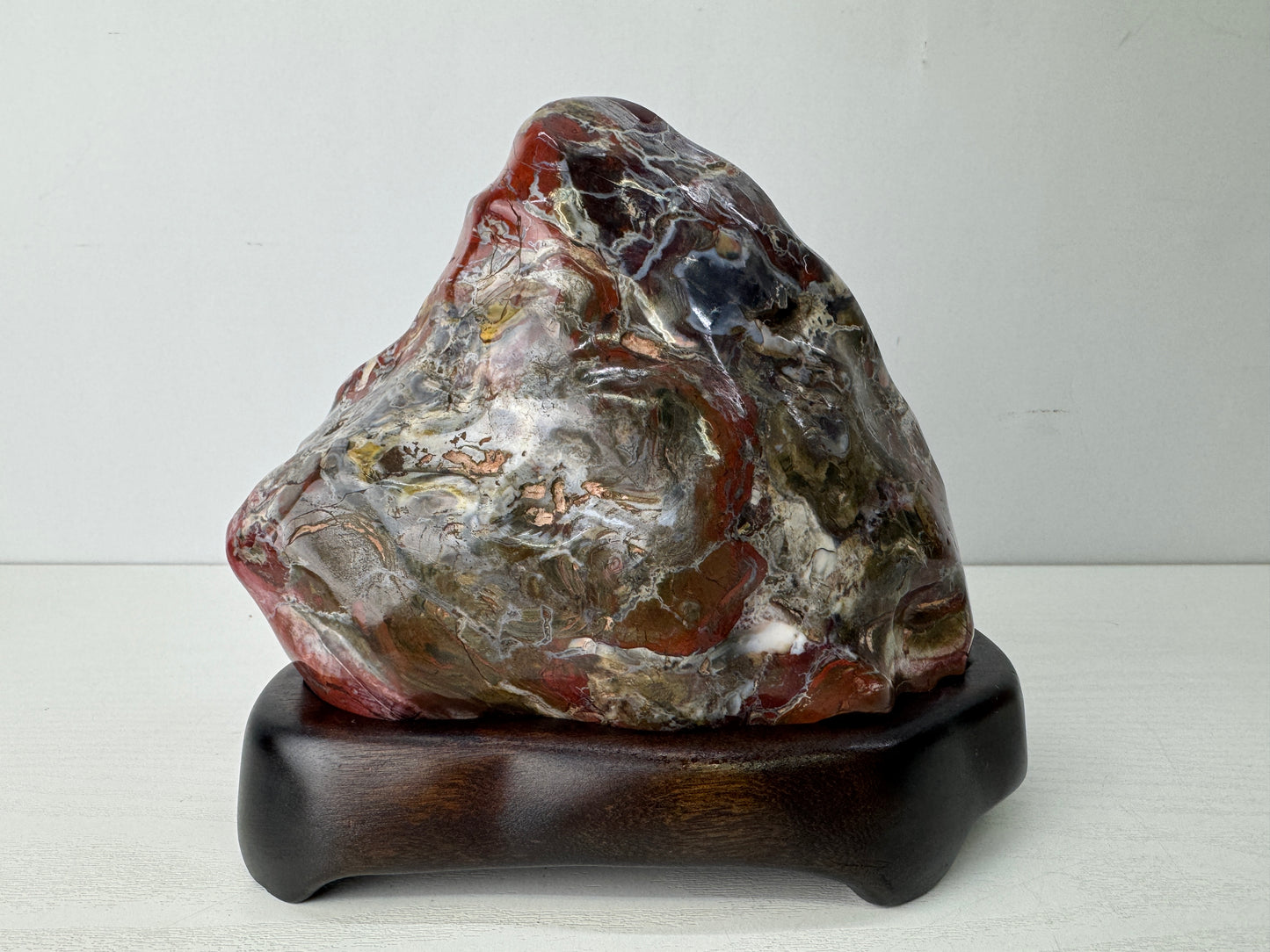 Y9773 OKIMONO Kinkouseki wooden stand viewing stone Japan antique decor interior