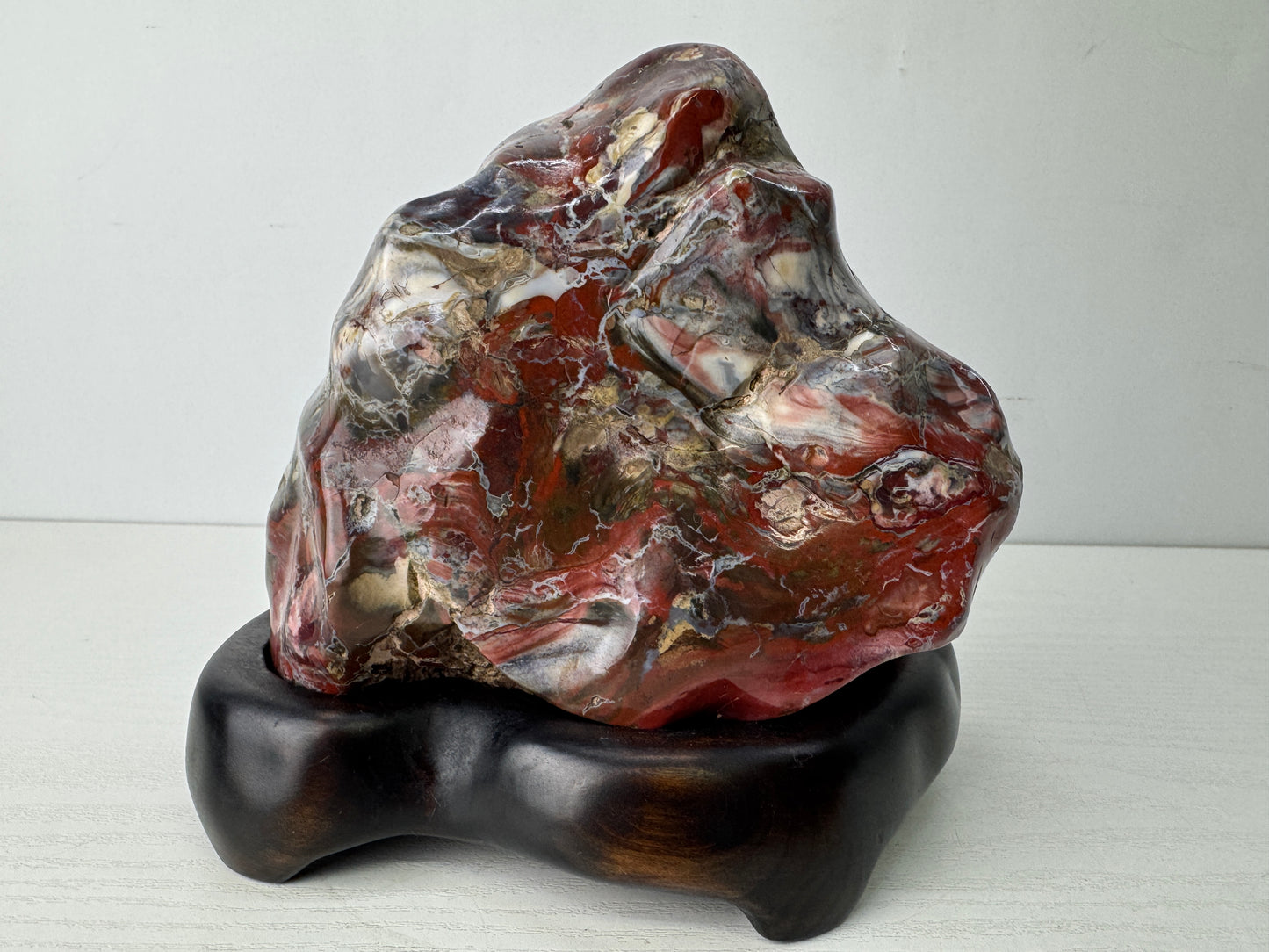 Y9773 OKIMONO Kinkouseki wooden stand viewing stone Japan antique decor interior