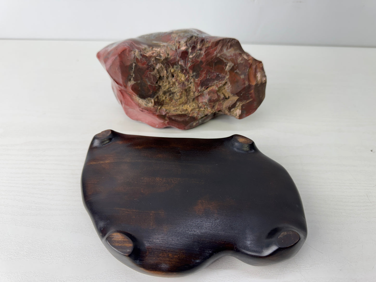 Y9773 OKIMONO Kinkouseki wooden stand viewing stone Japan antique decor interior