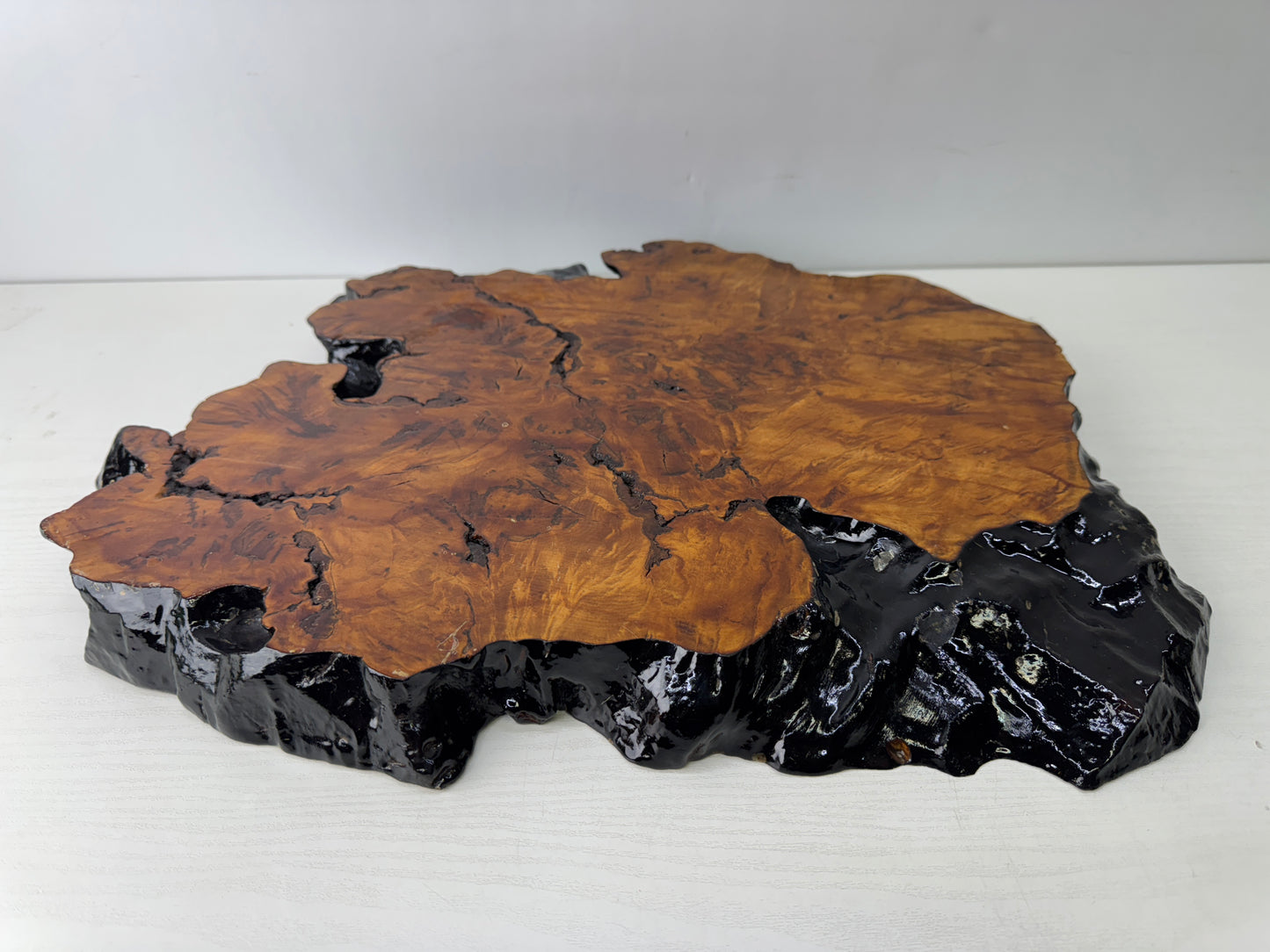 Y9774 FLOWER STAND wooden stand base natural wood Tamamoku Japan antique decor