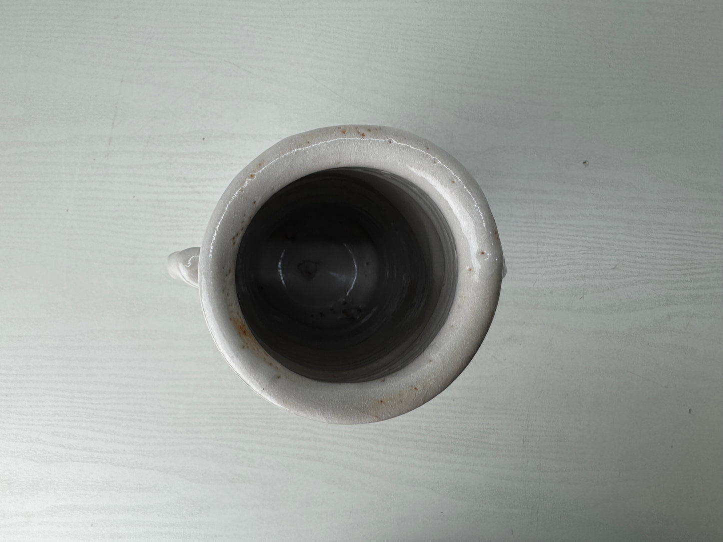 Y9777 FLOWER VASE Shino-ware signed box Japan antique ikebana floral arrangement