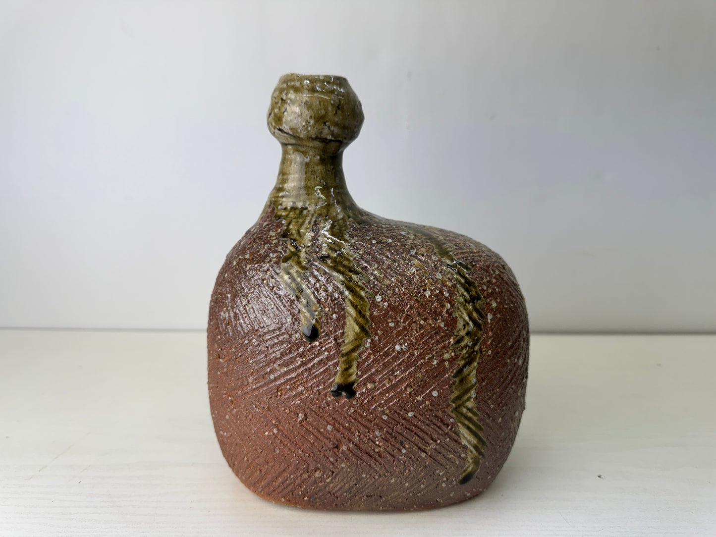 Y9779 FLOWER VASE Shigaraki-ware modern art contemporary Japan ikebana floral