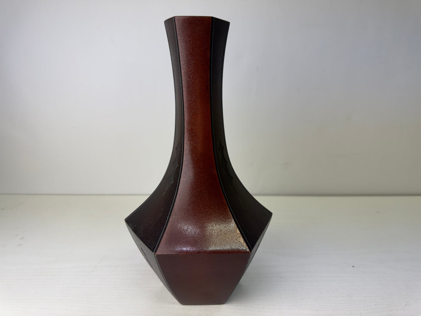 Y9780 FLOWER VASE copper modern art Japan antique ikebana floral arrangement