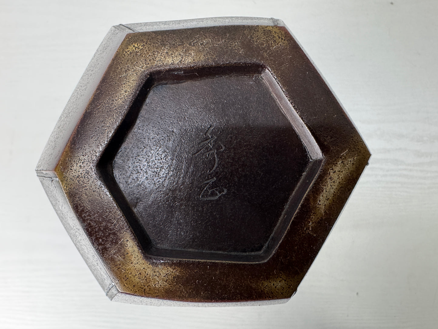 Y9780 FLOWER VASE copper modern art Japan antique ikebana floral arrangement