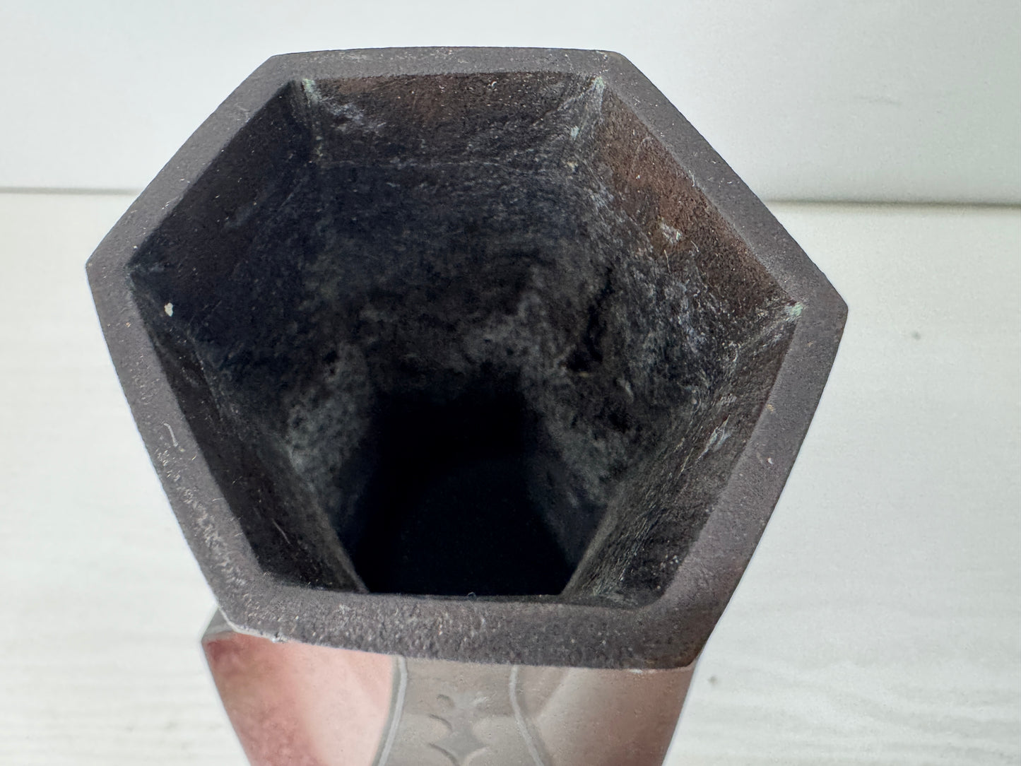 Y9780 FLOWER VASE copper modern art Japan antique ikebana floral arrangement