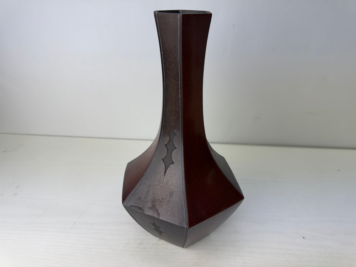 Y9780 FLOWER VASE copper modern art Japan antique ikebana floral arrangement